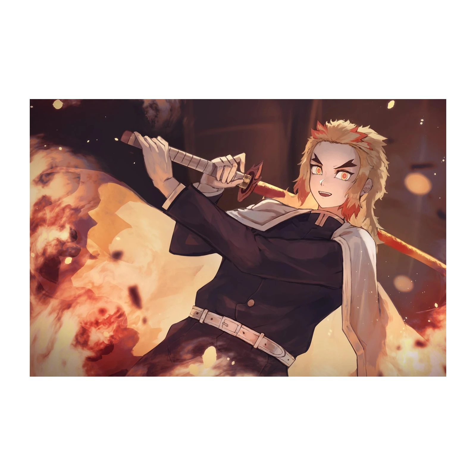 Fiery Demon Slayer Anime Hero Wall Art