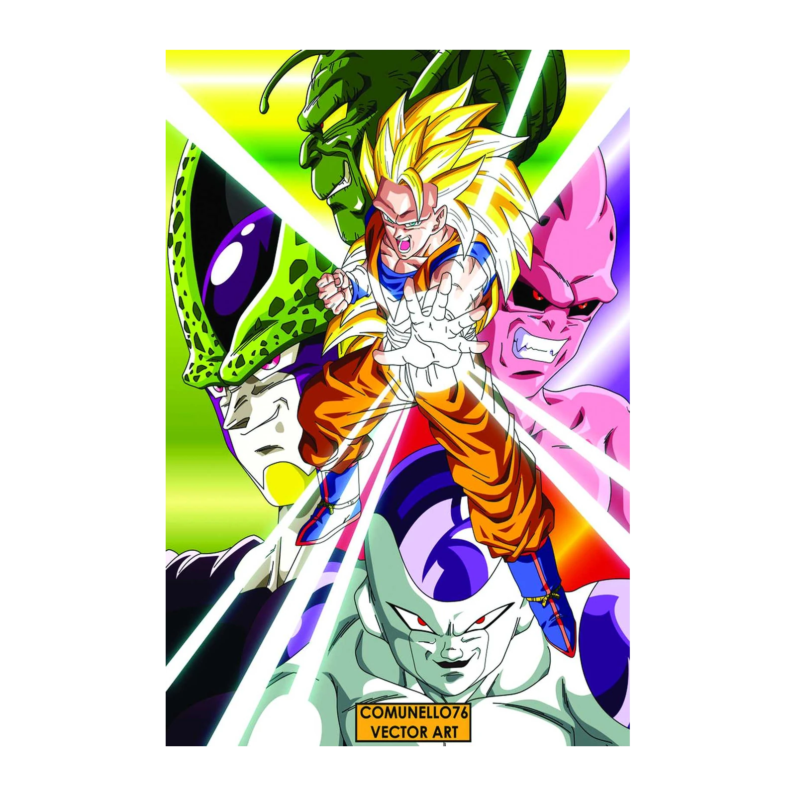 Goku Super Saiyan 3 vs Villains Wall Art