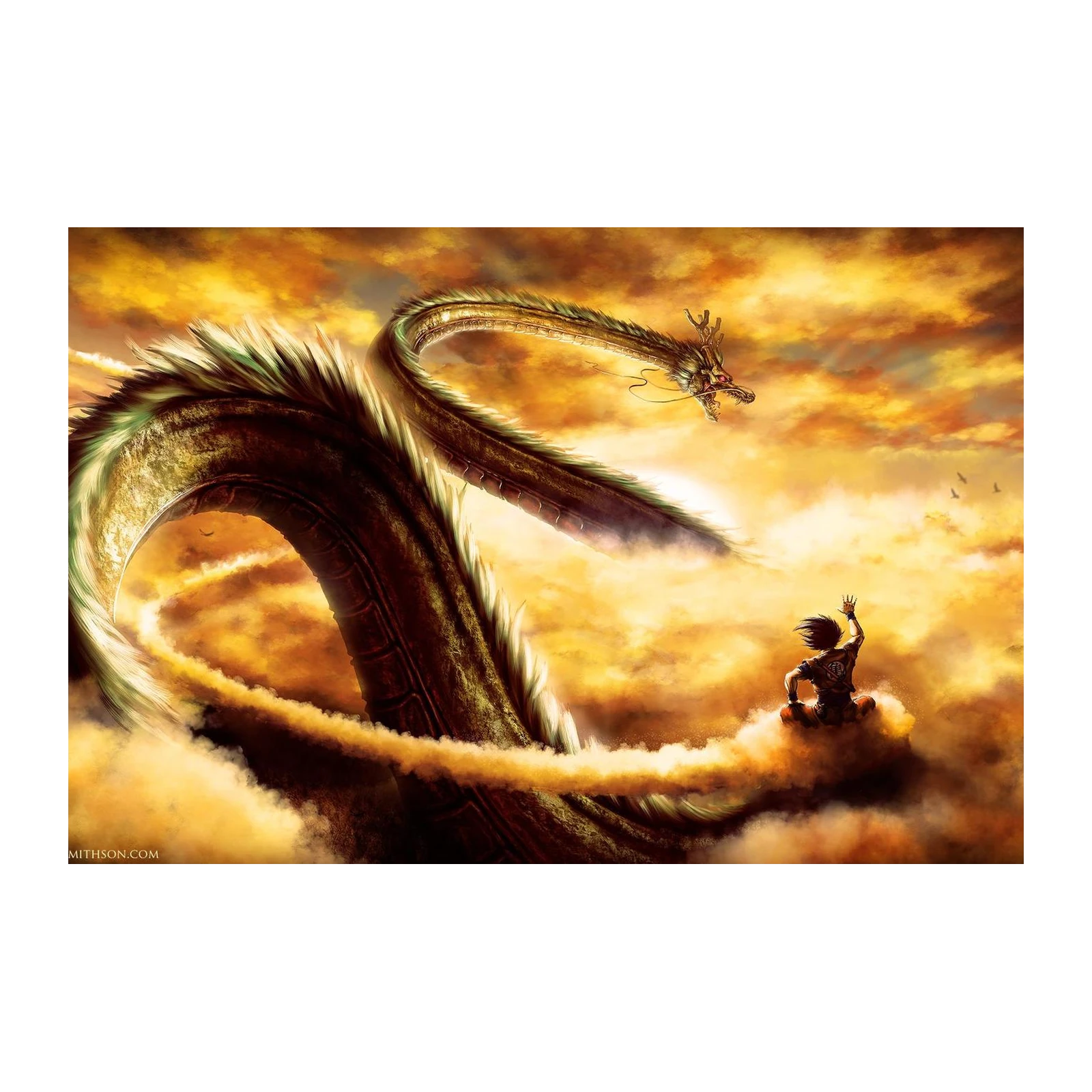 Epic Dragon & Warrior Sky Wall Art