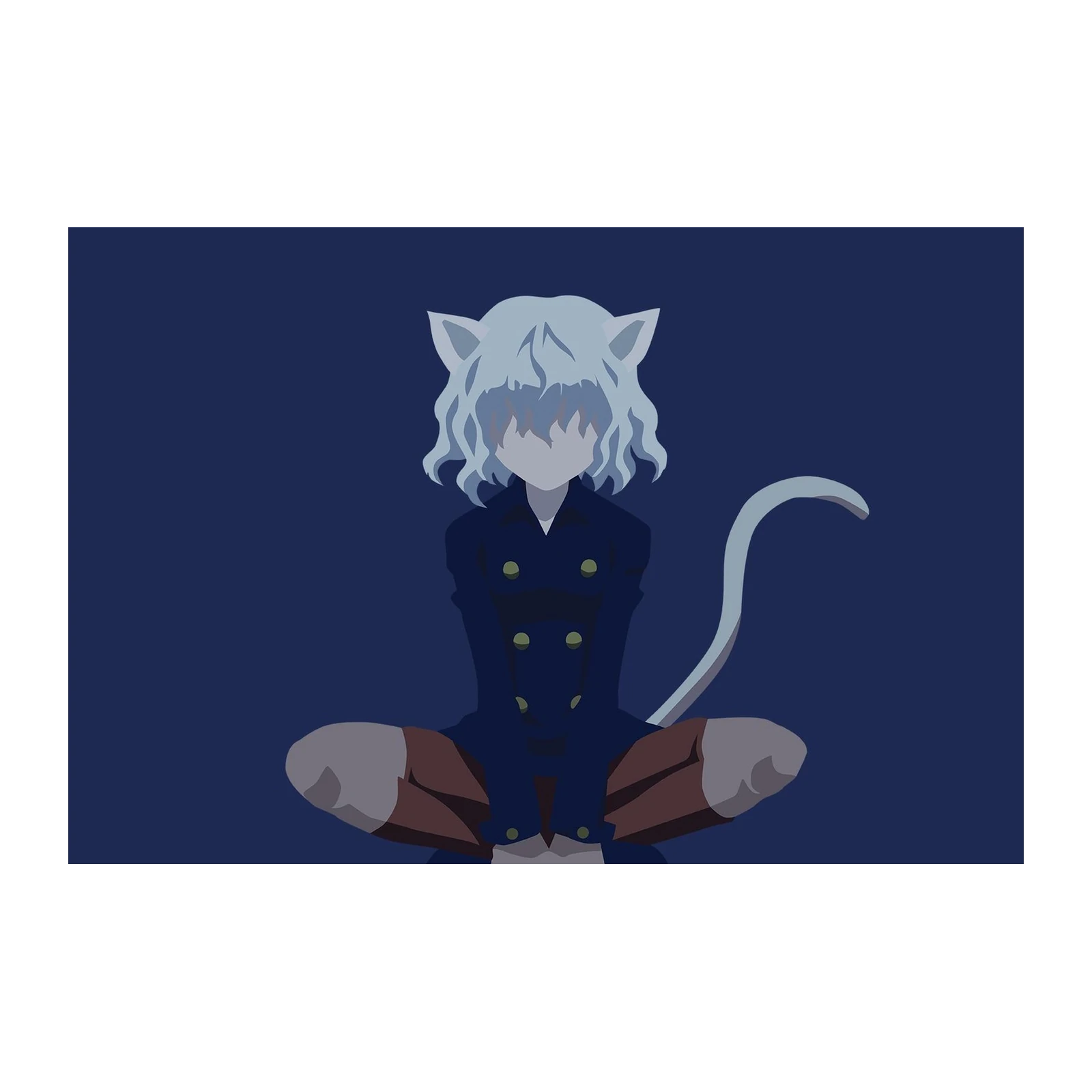 Anime Cat Character Dark Blue Wall Art