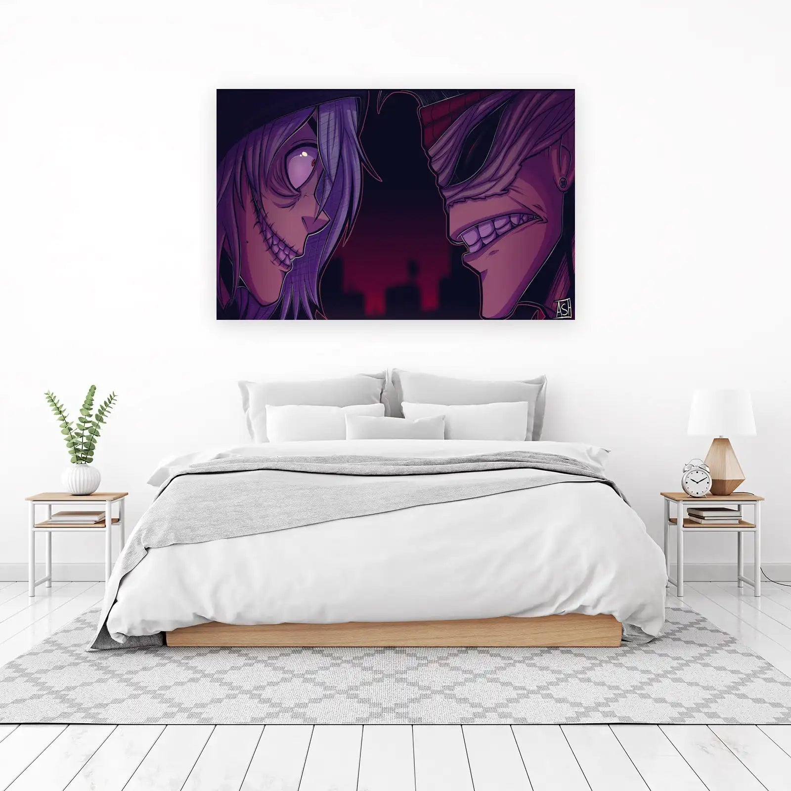 Creepy Anime Duo Gothic Dark Art Wall Art