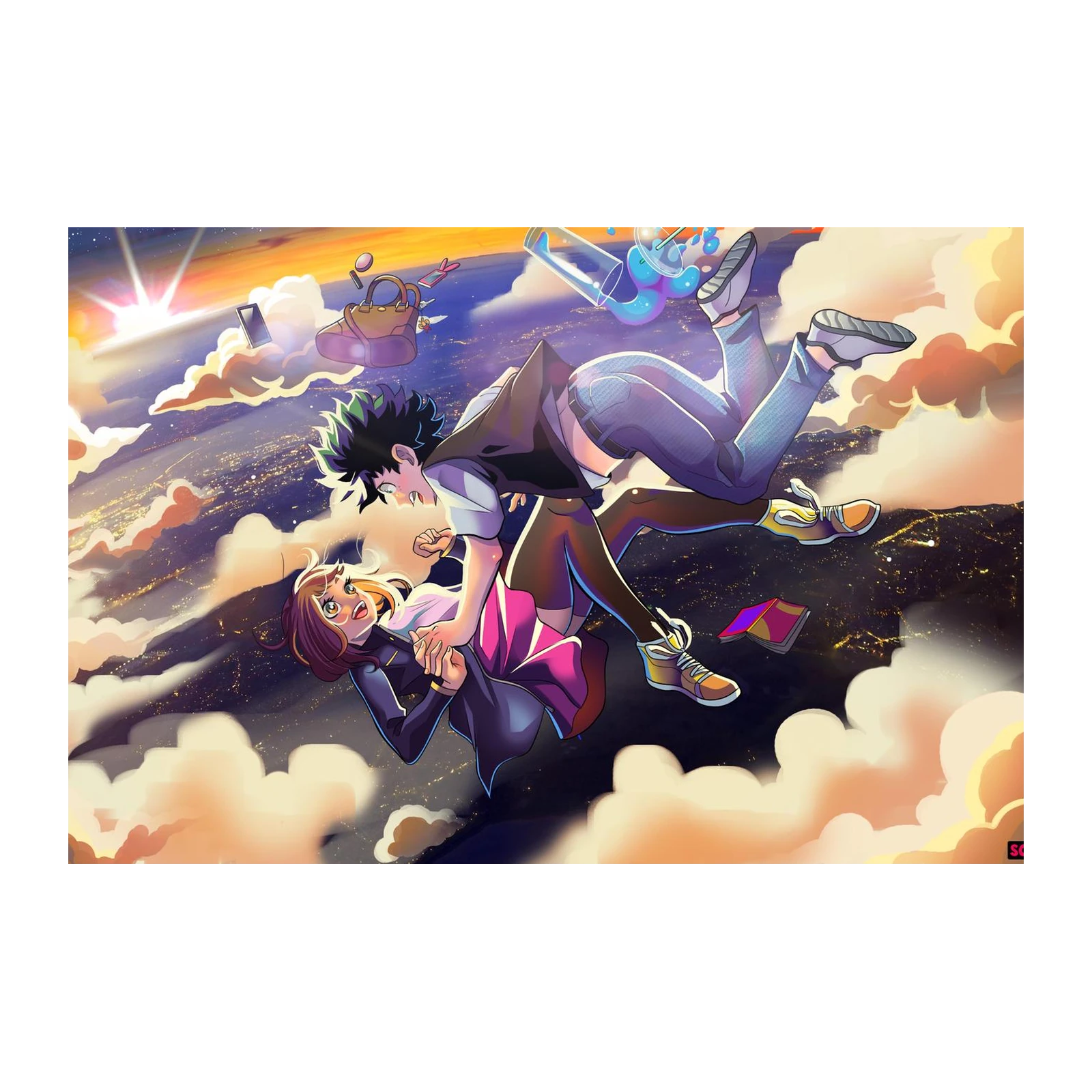 Anime Sky Couple Adventure Wall Art