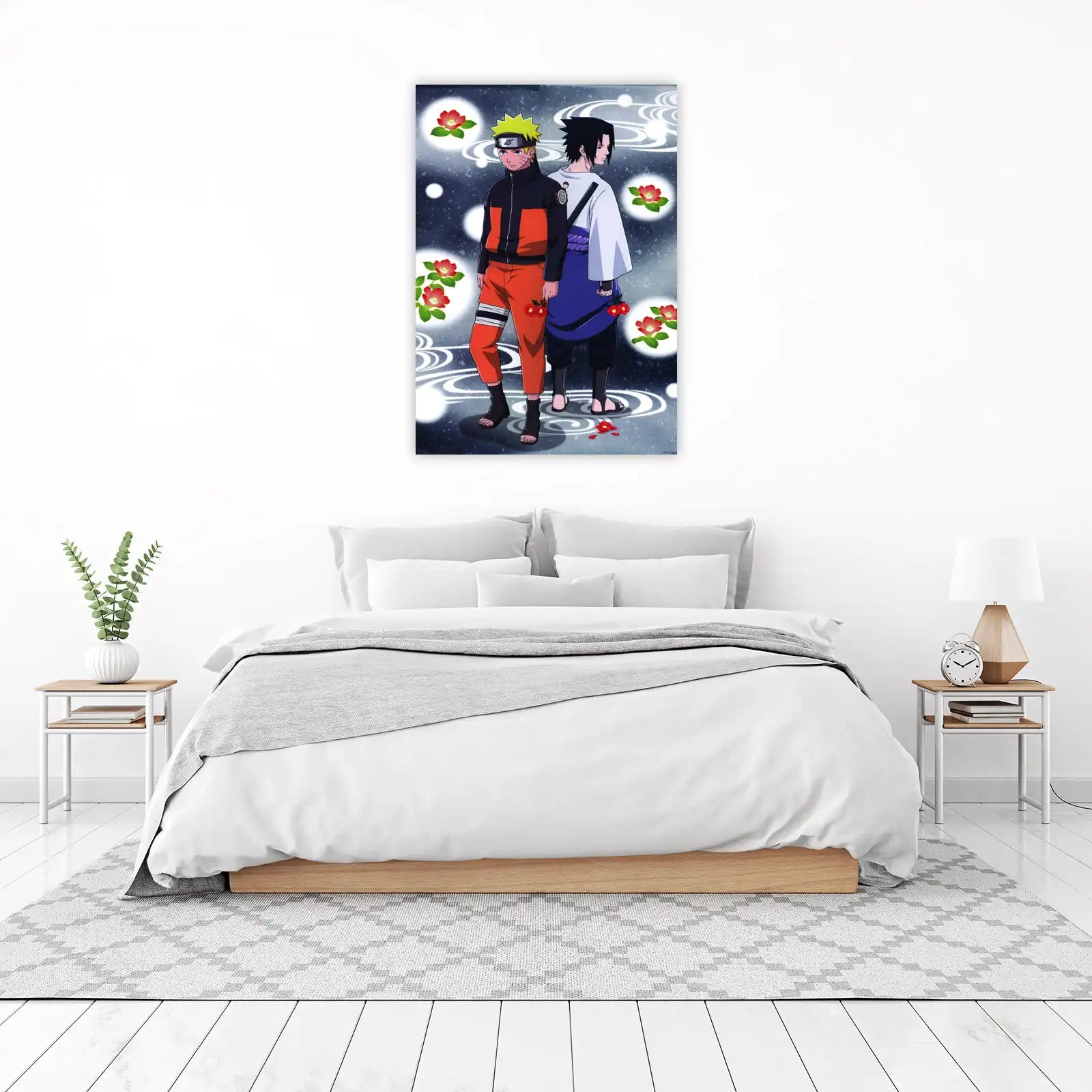 Naruto & Sasuke Floral Bond Wall Art
