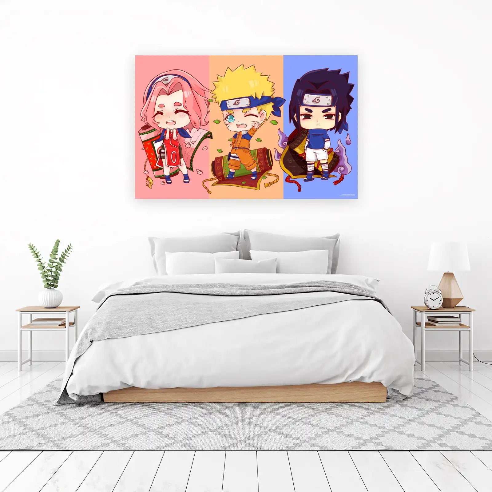Chibi Naruto Sakura Sasuke Anime Wall Art