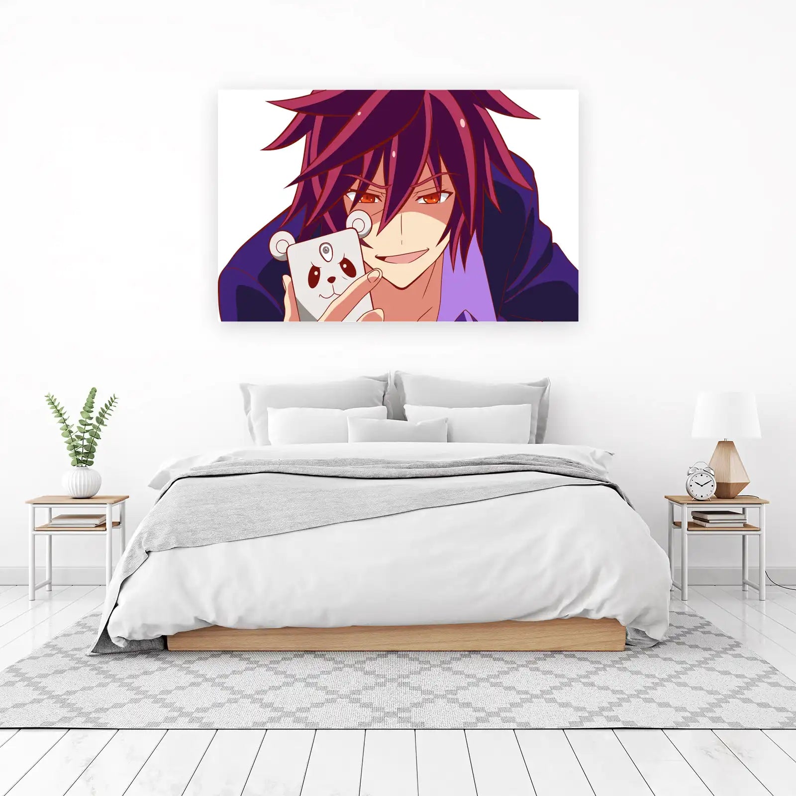 Anime Character with Panda Phone Wall Art