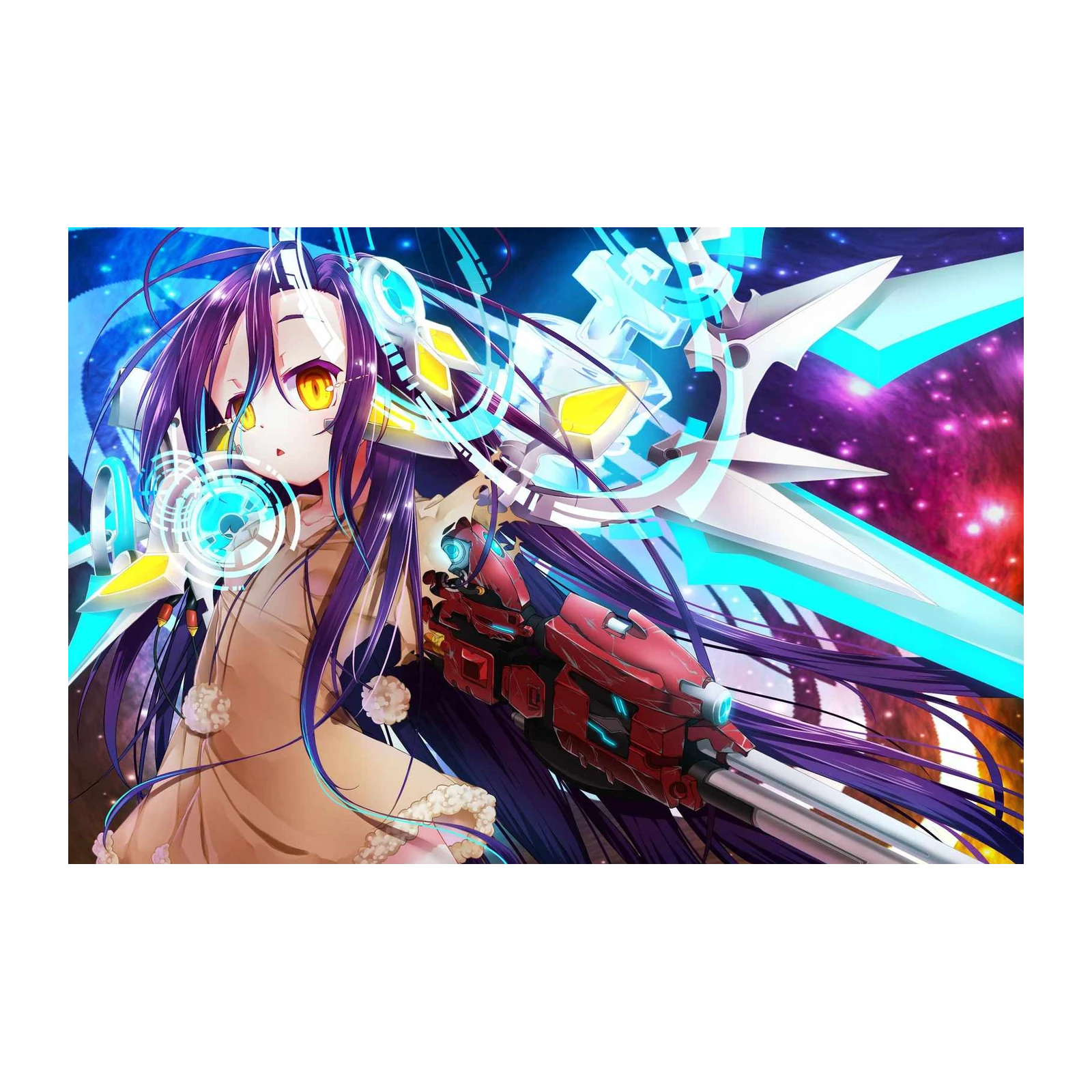 Anime Sci-Fi Warrior Purple Hair Wall Art