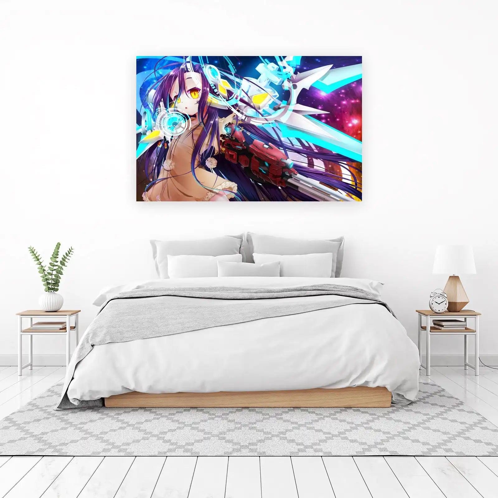 Anime Sci-Fi Warrior Purple Hair Wall Art