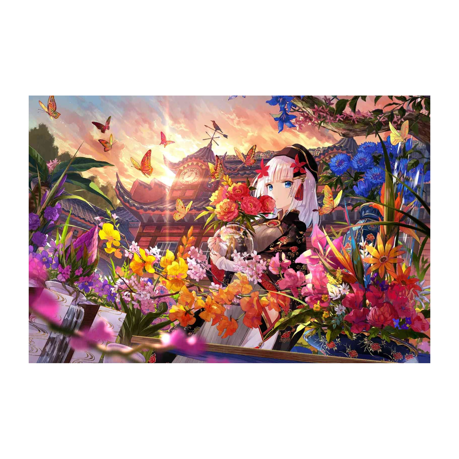 Enchanting Anime Girl & Butterflies Wall Art