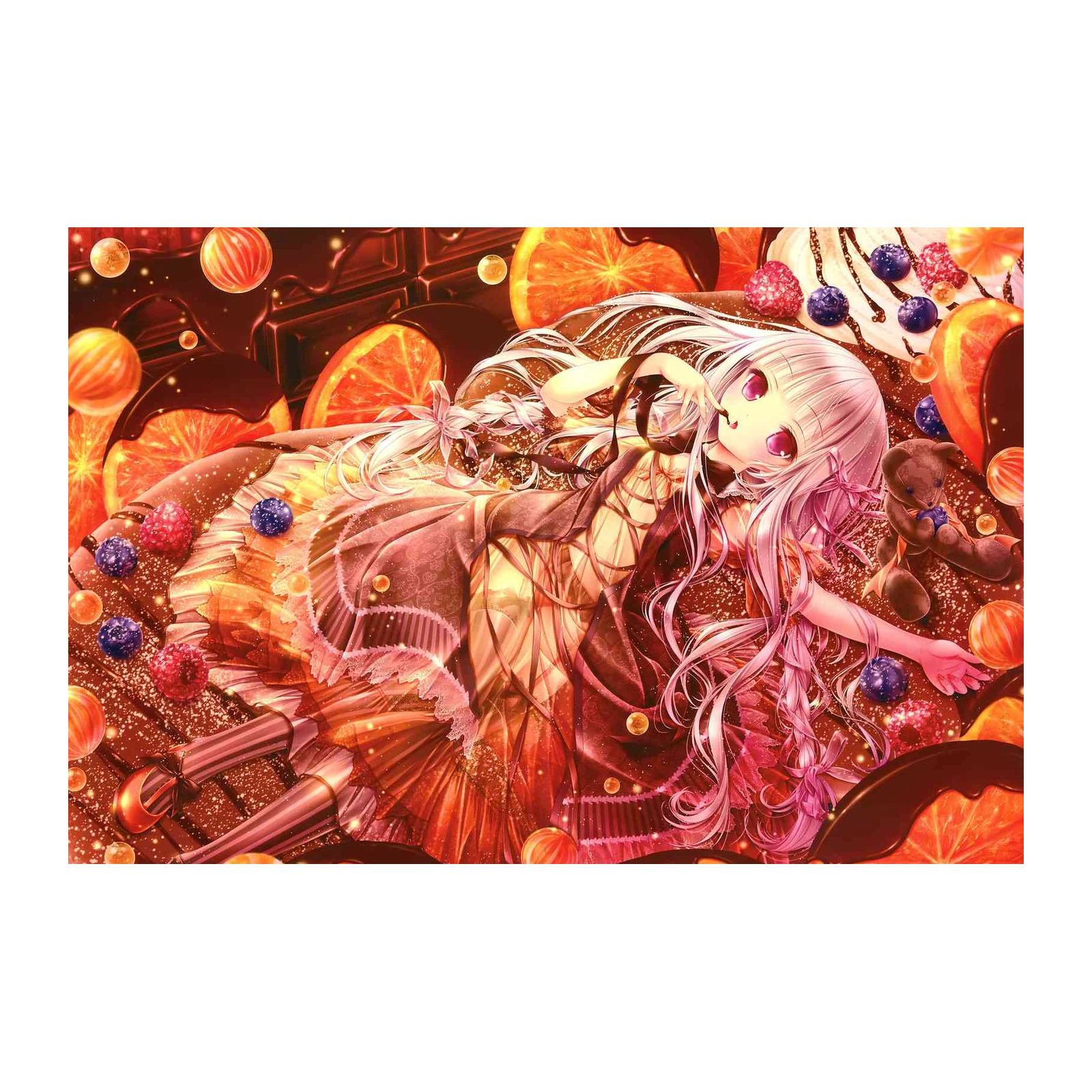 Sweet Dreams Anime Girl Chocolate Orange Wall Art