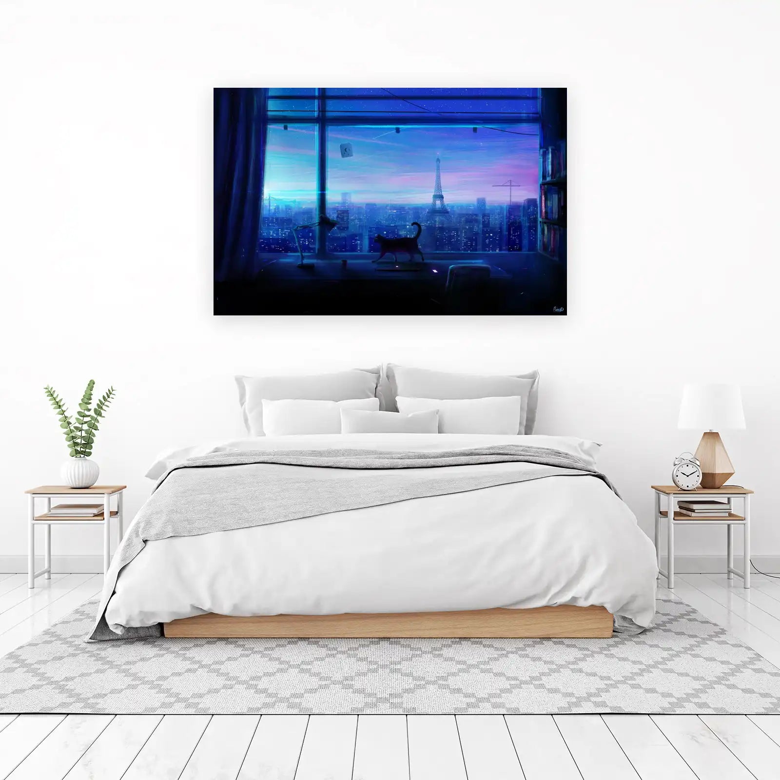 Parisian Dream Cat Skyline Wall Art