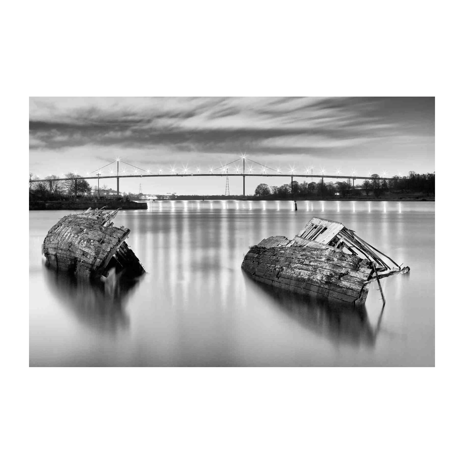 Haunting Shipwrecks BW Landscape Wall Art