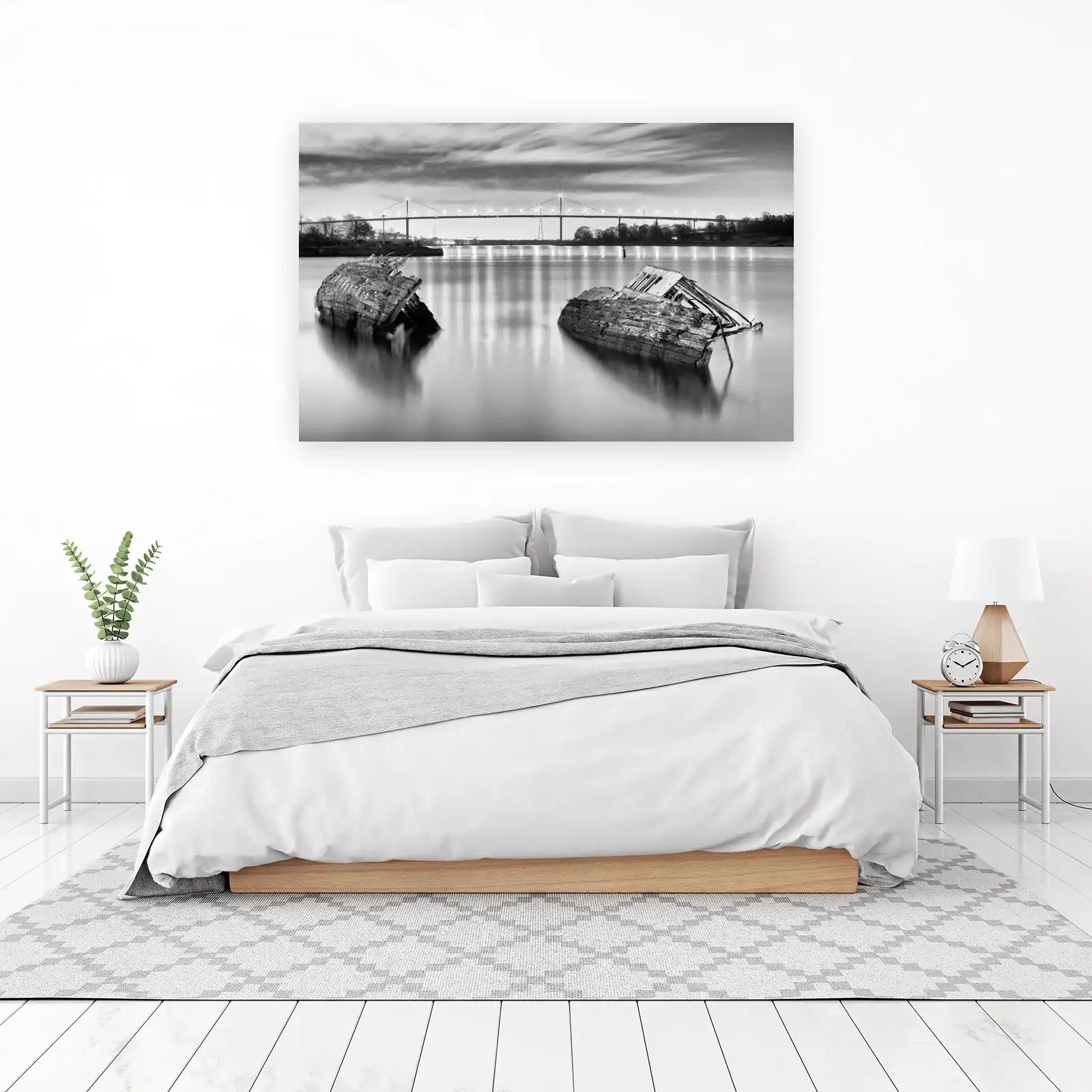 Haunting Shipwrecks BW Landscape Wall Art