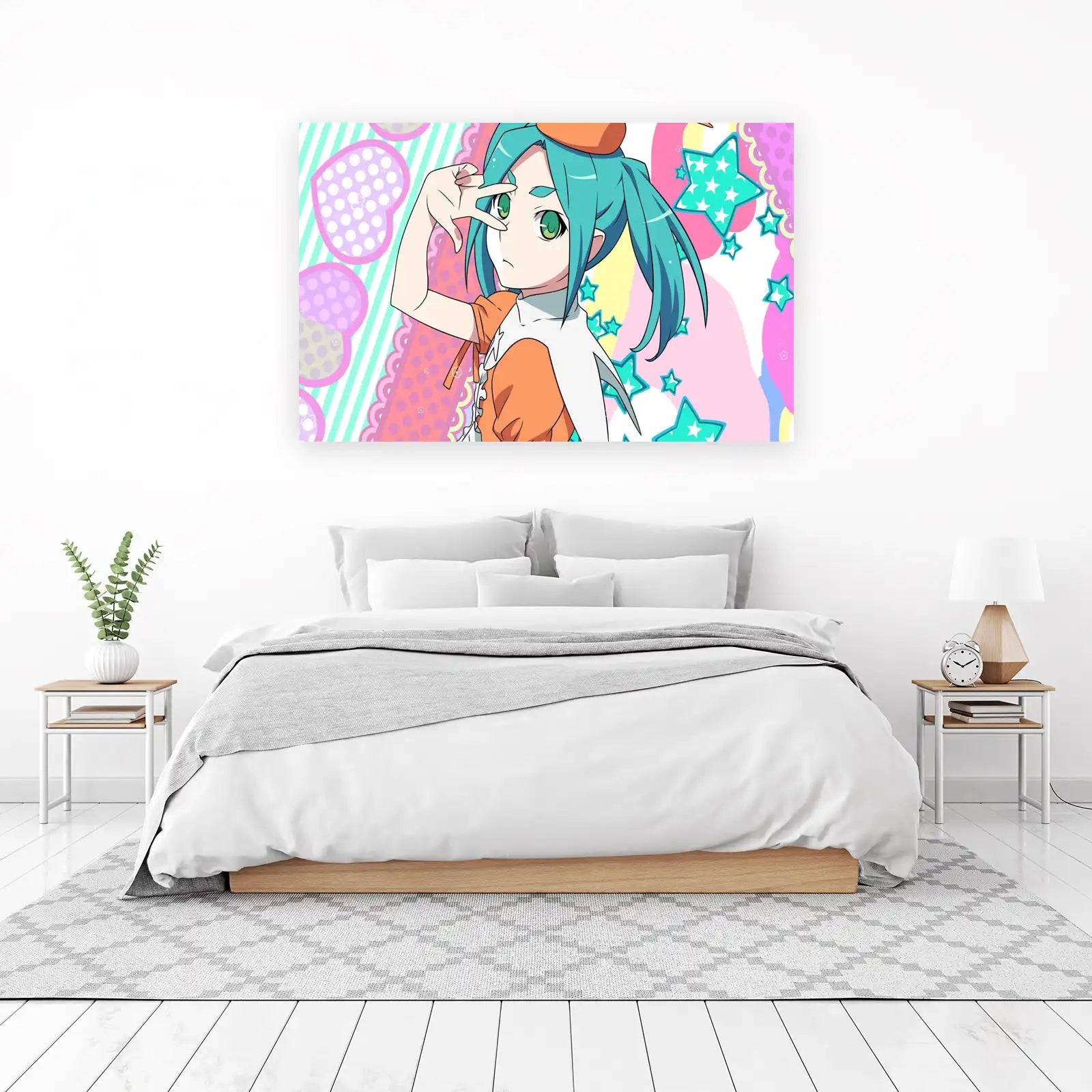 Vibrant Anime Girl Starry Sky Wall Art