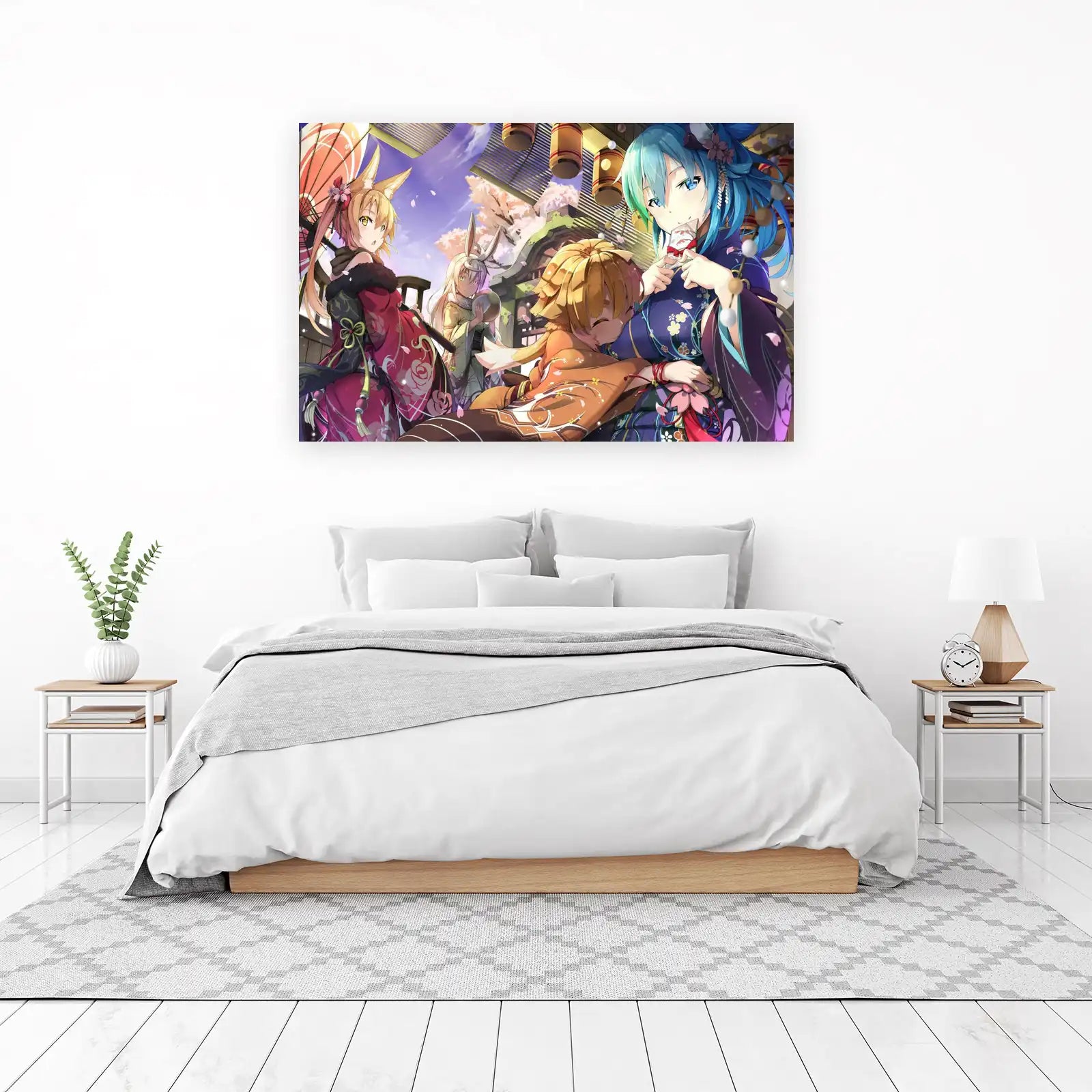 Anime Festival Girls Kimono Wall Art