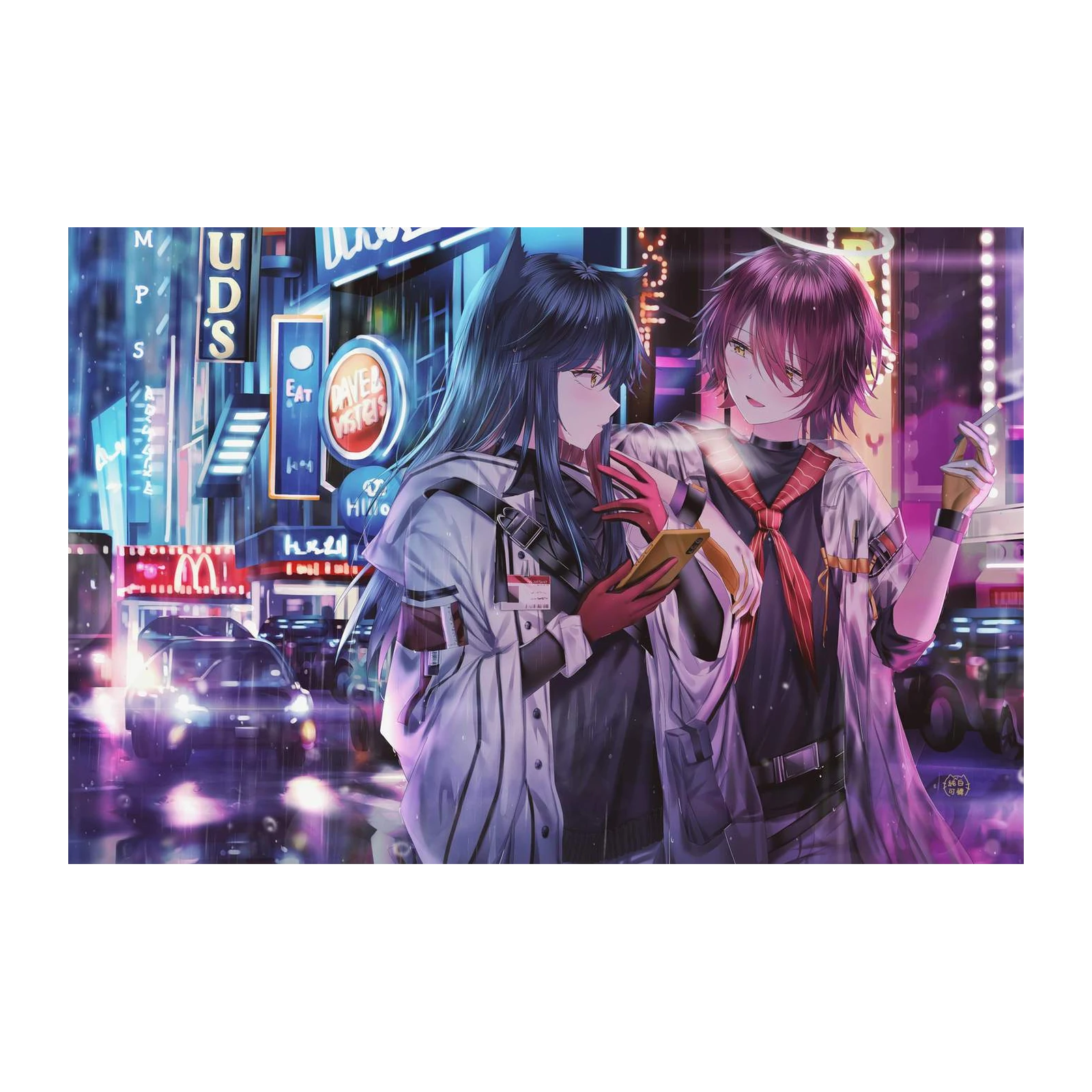 Anime City Night Aesthetic Wall Art