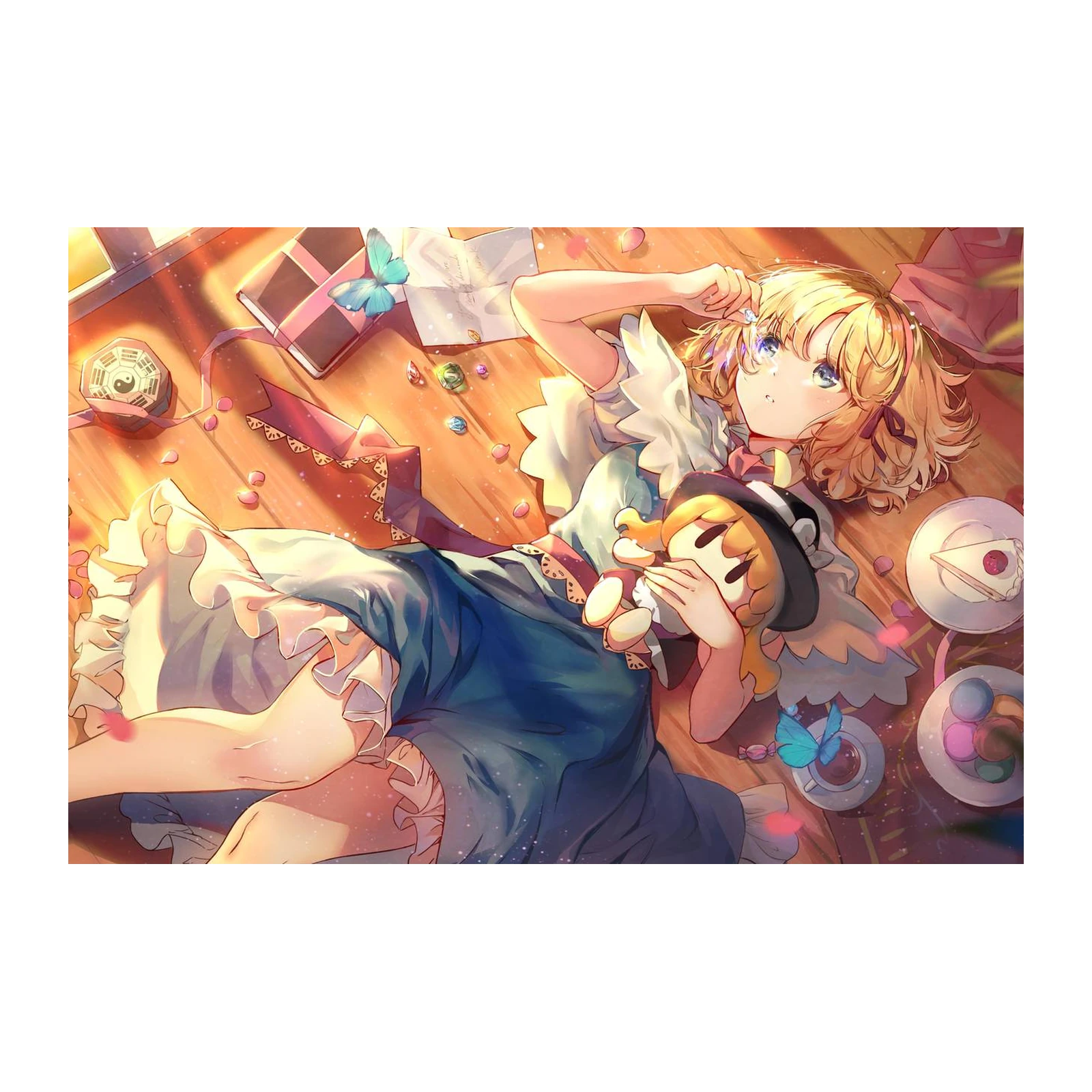 Whimsical Anime Girl & Butterflies Wall Art