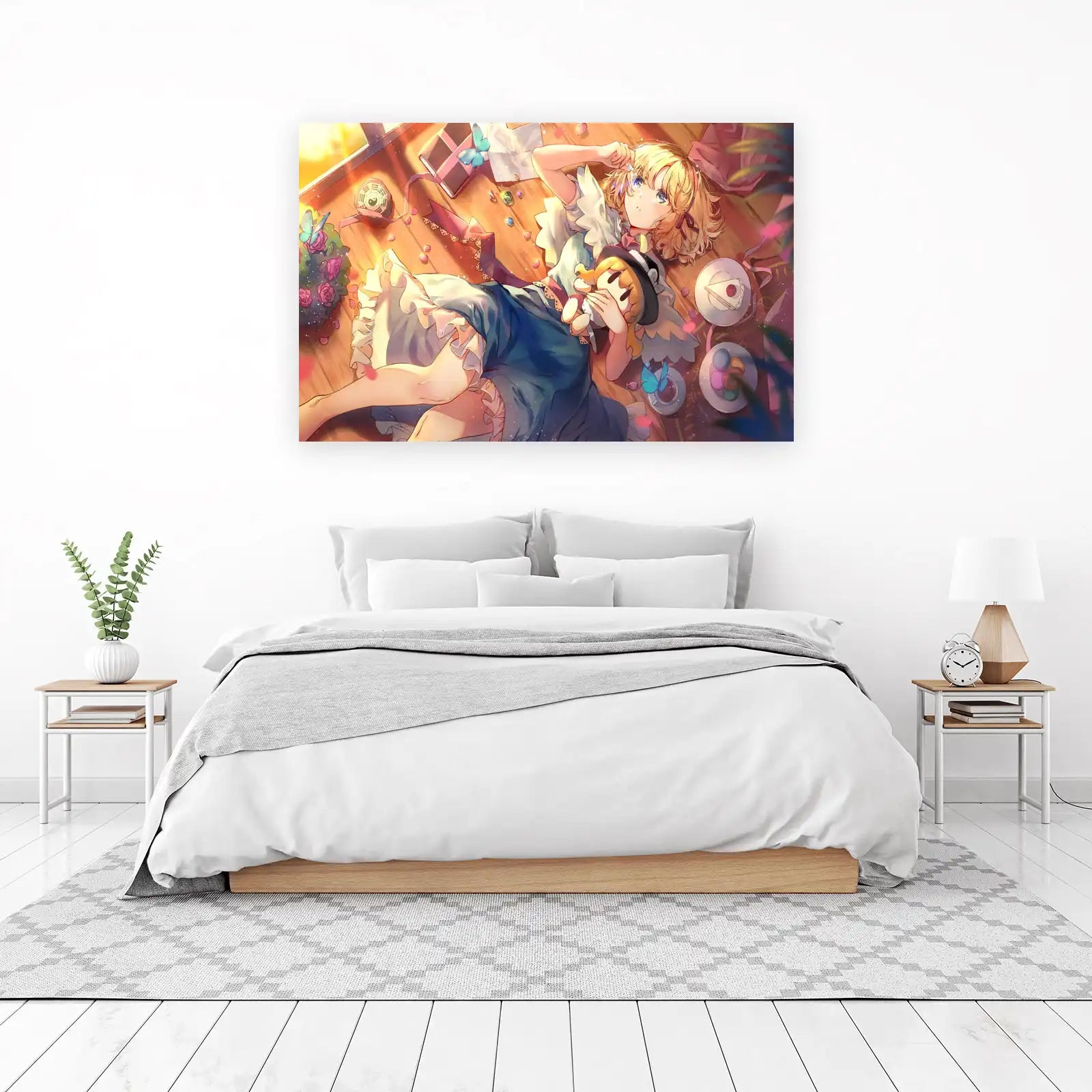 Whimsical Anime Girl & Butterflies Wall Art