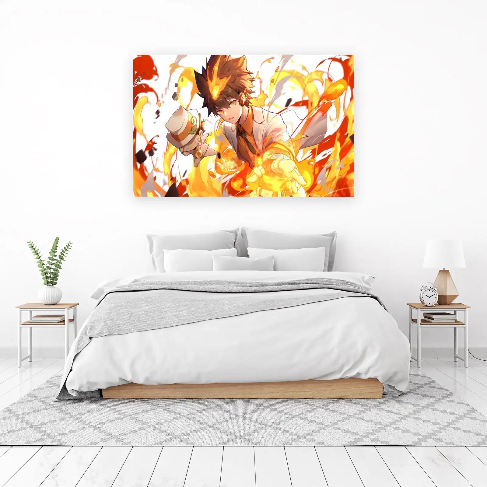 Fiery Anime Boy Flames Wall Art