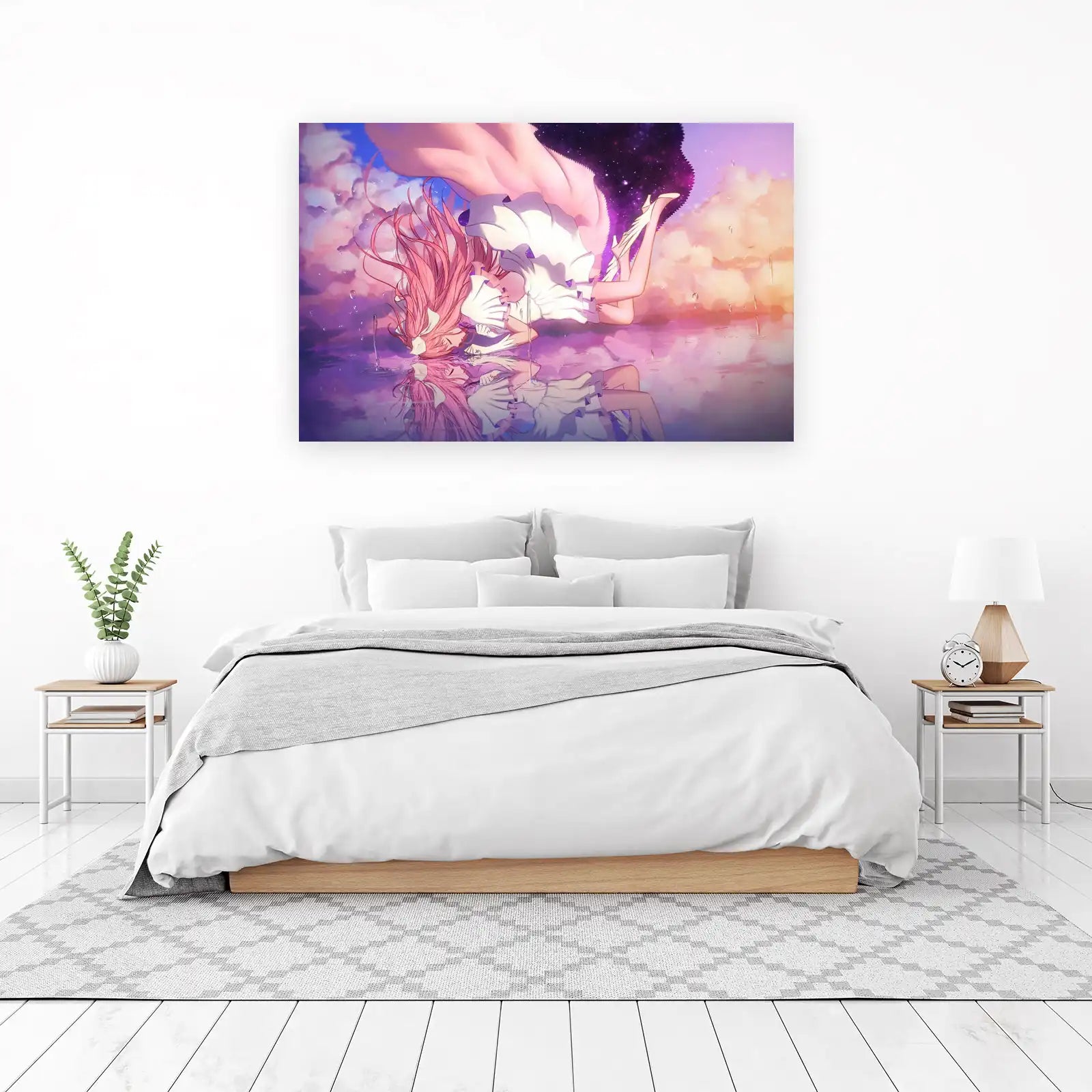 Magical Girl Reflecting on Pink Clouds Wall Art