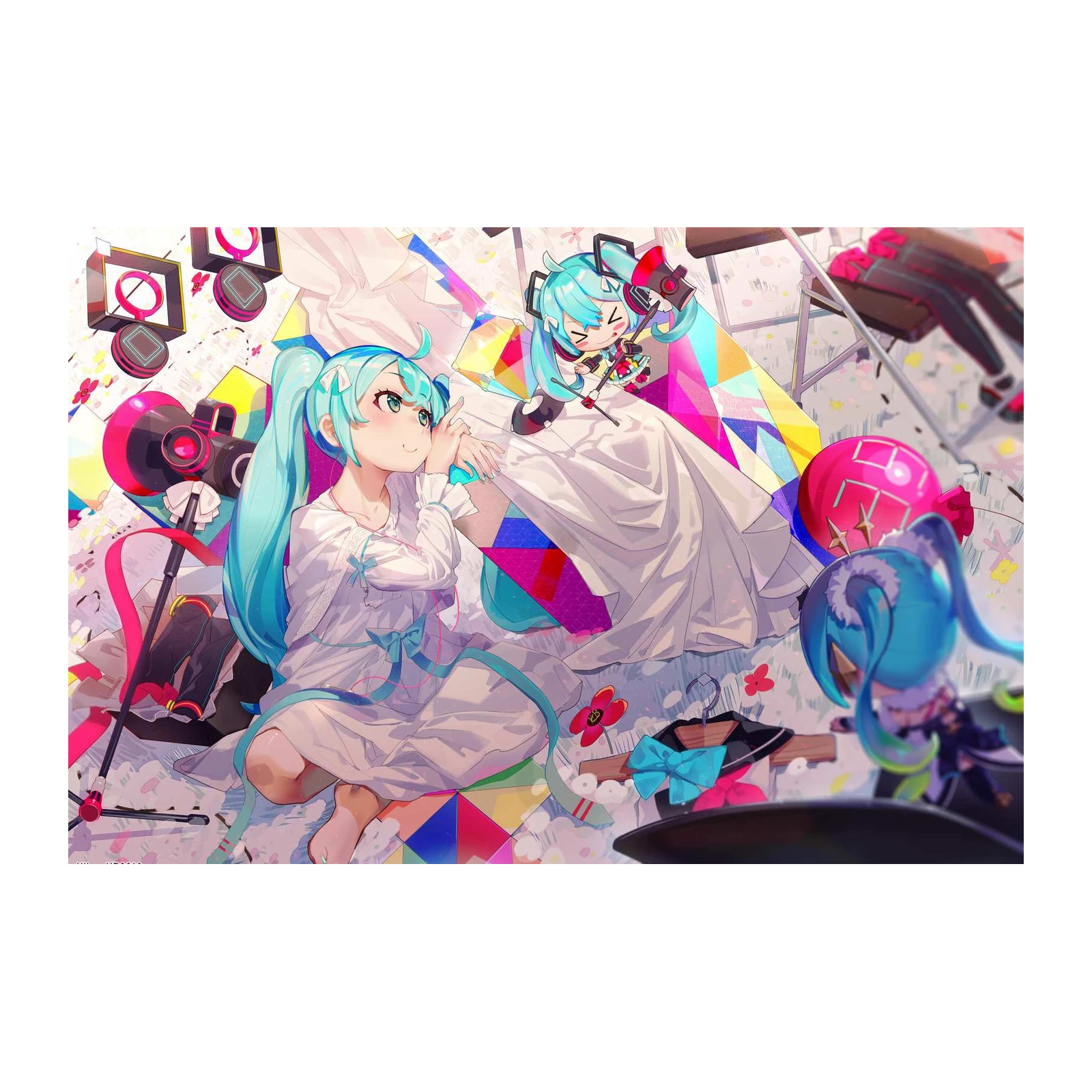Vibrant Anime Miku Duo Wall Art