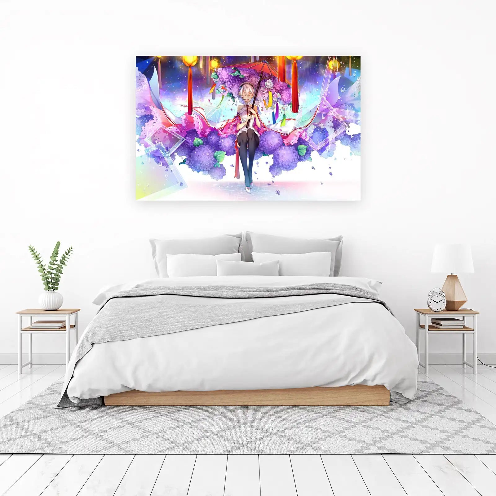 Enchanting Anime Girl & Hydrangea Dreams Wall Art