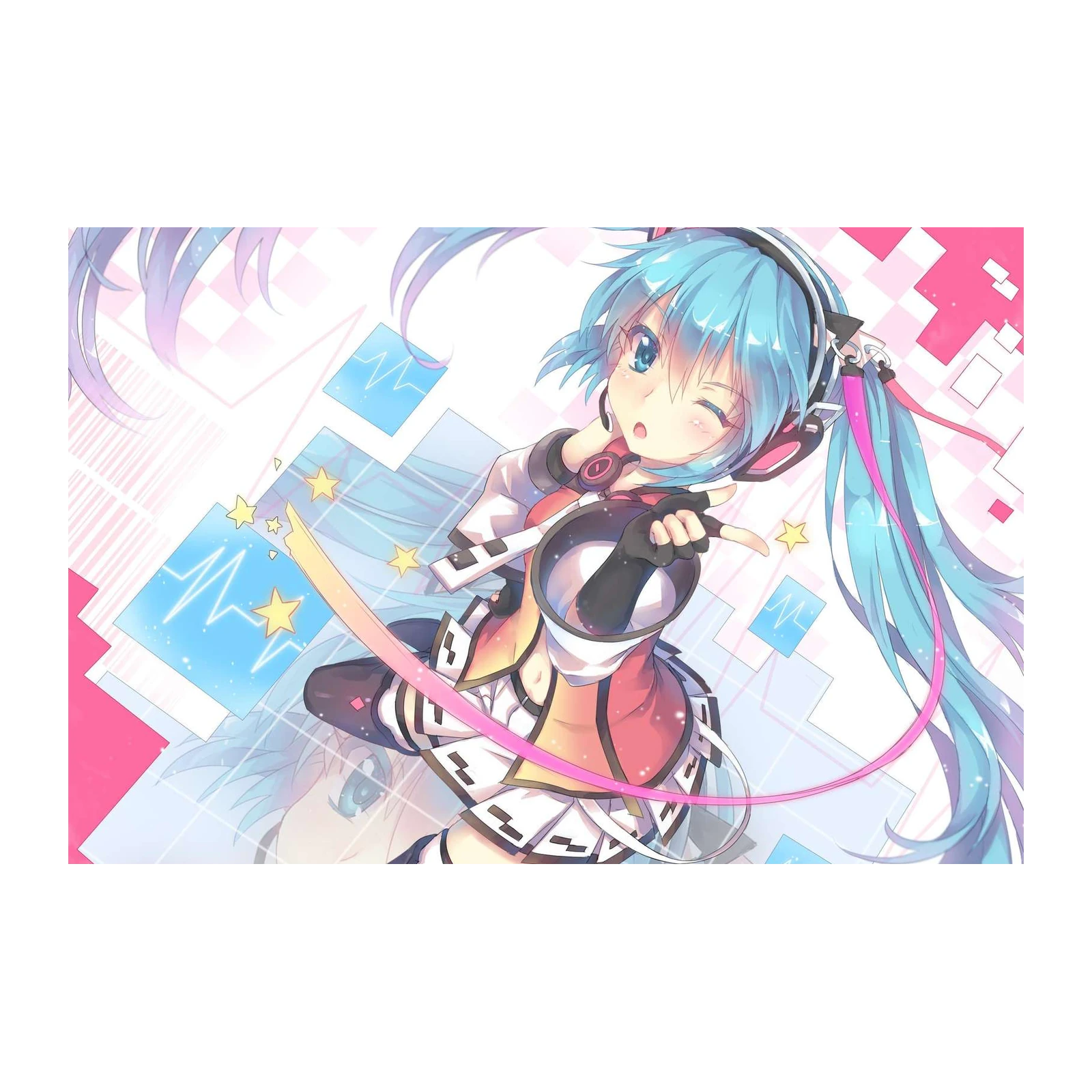 Vibrant Anime Pop Star Miku Wall Art