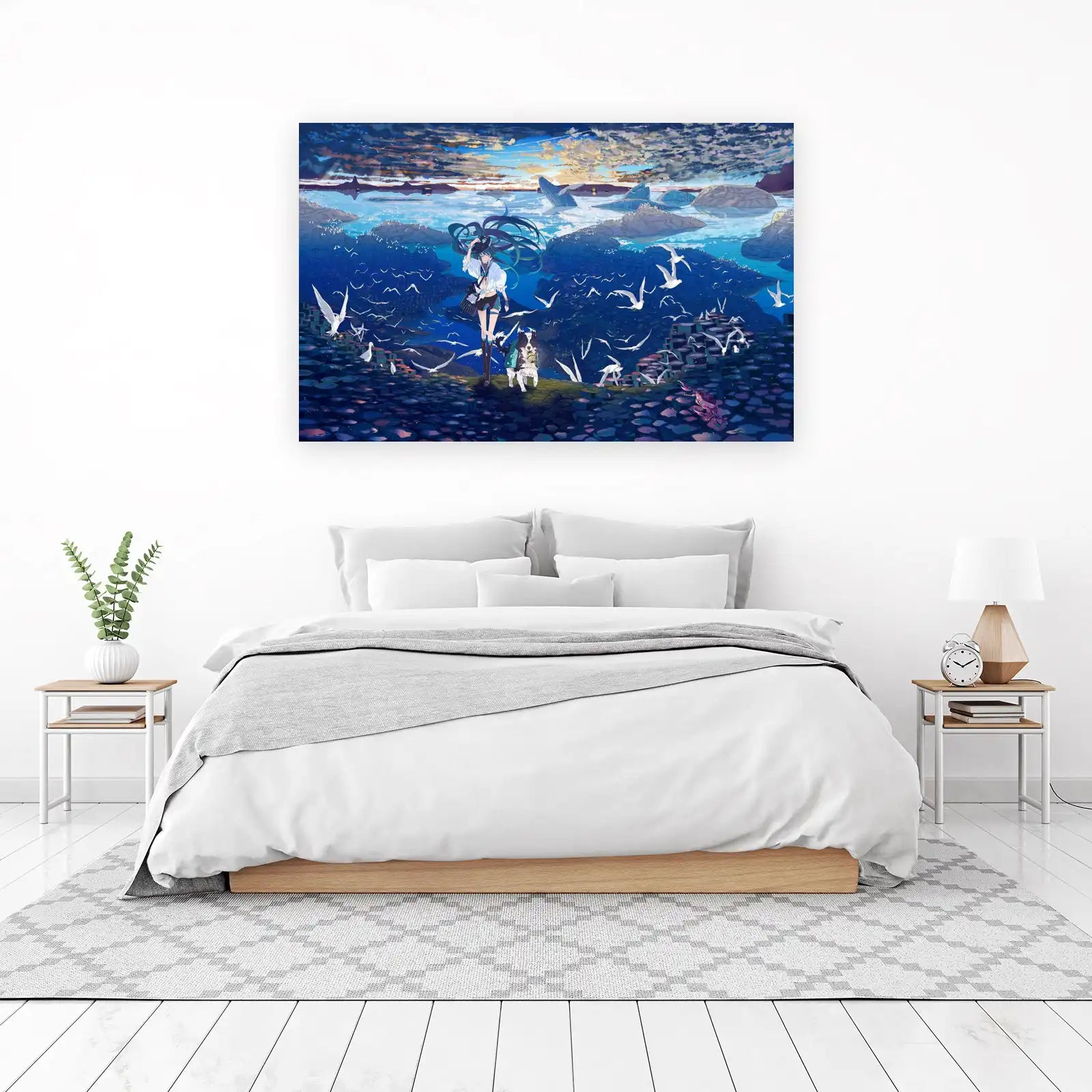 Serene Coastal Journey Anime Wall Art