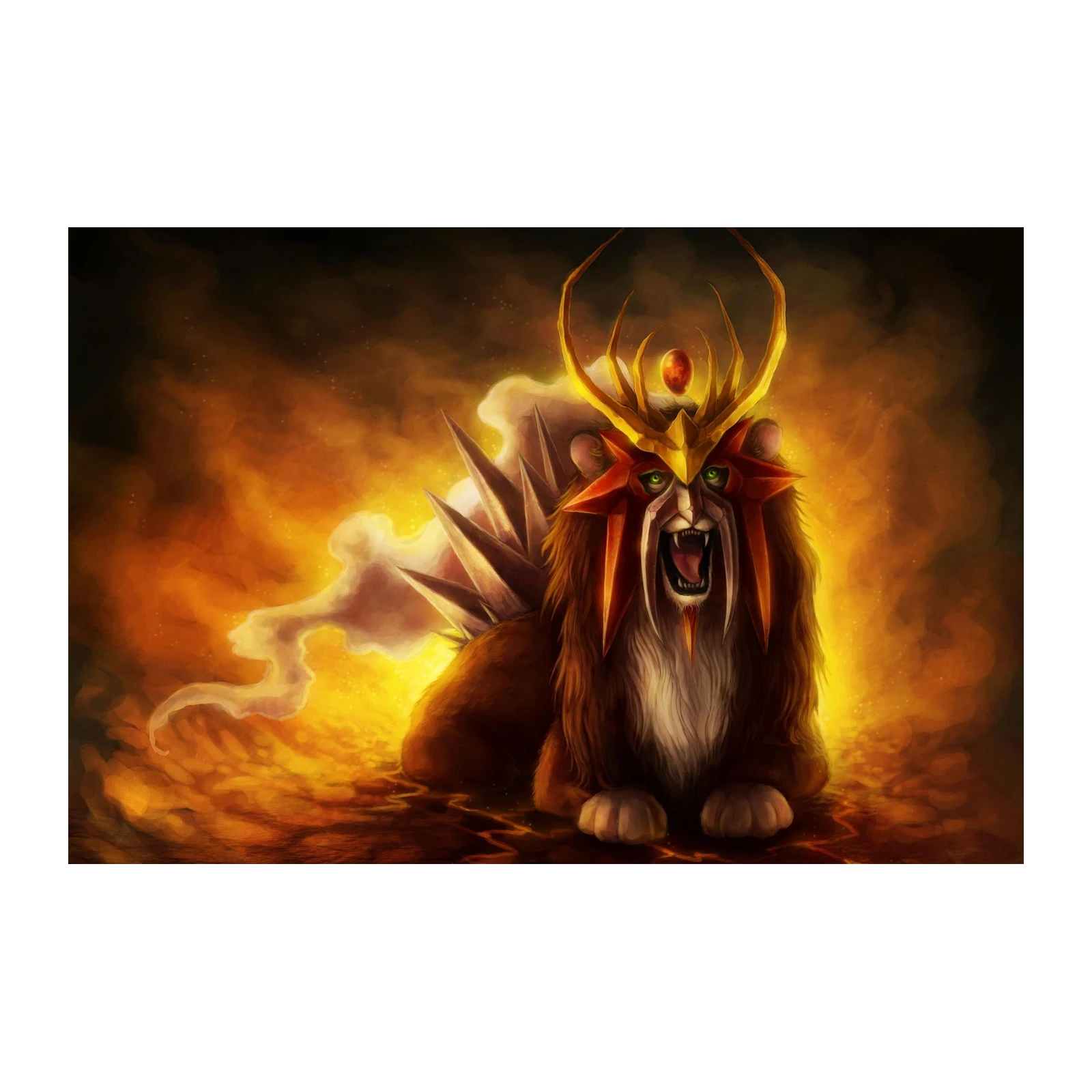 Fiery Beast King Fantasy Art Wall Art