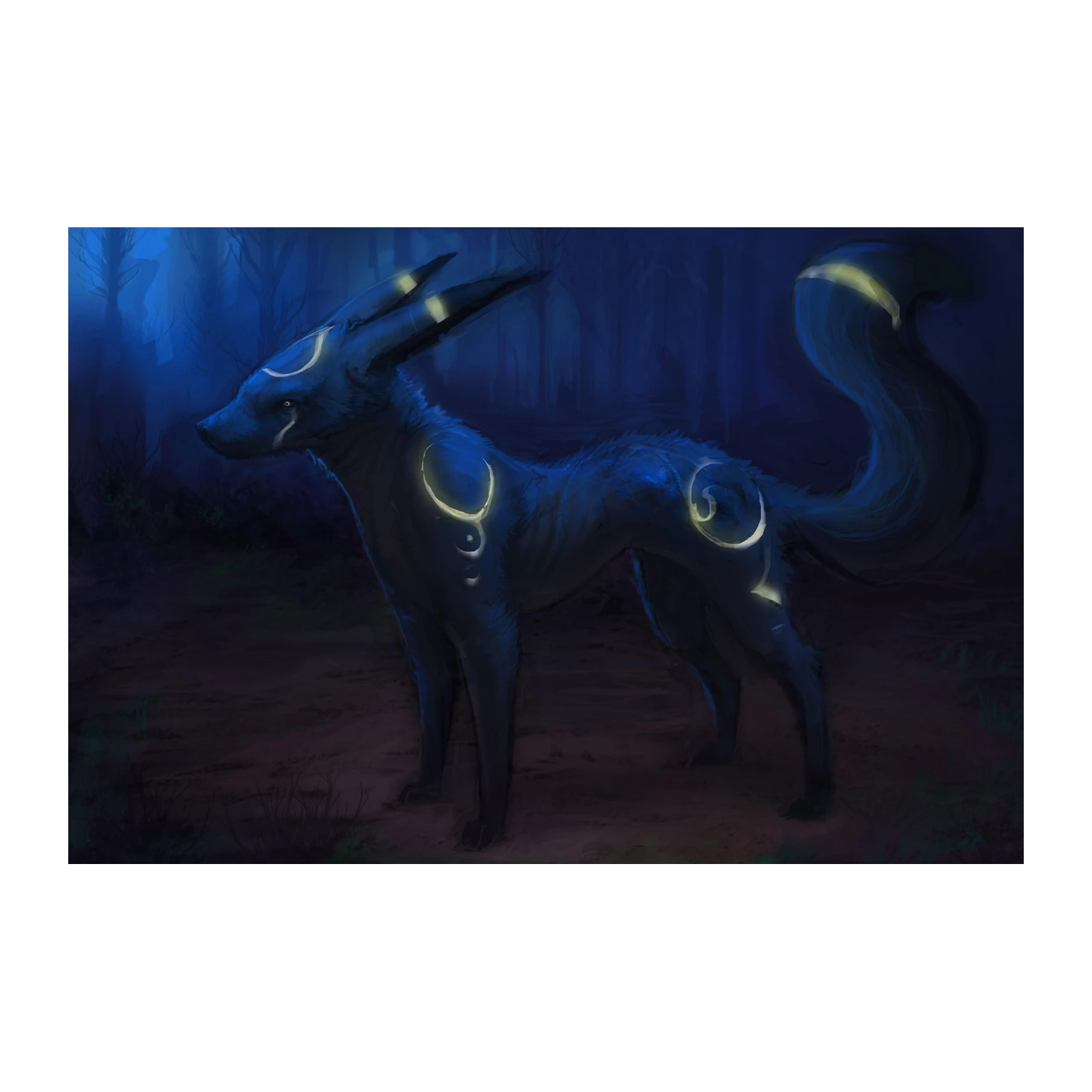 Mystic Wolf Night Forest Wall Art