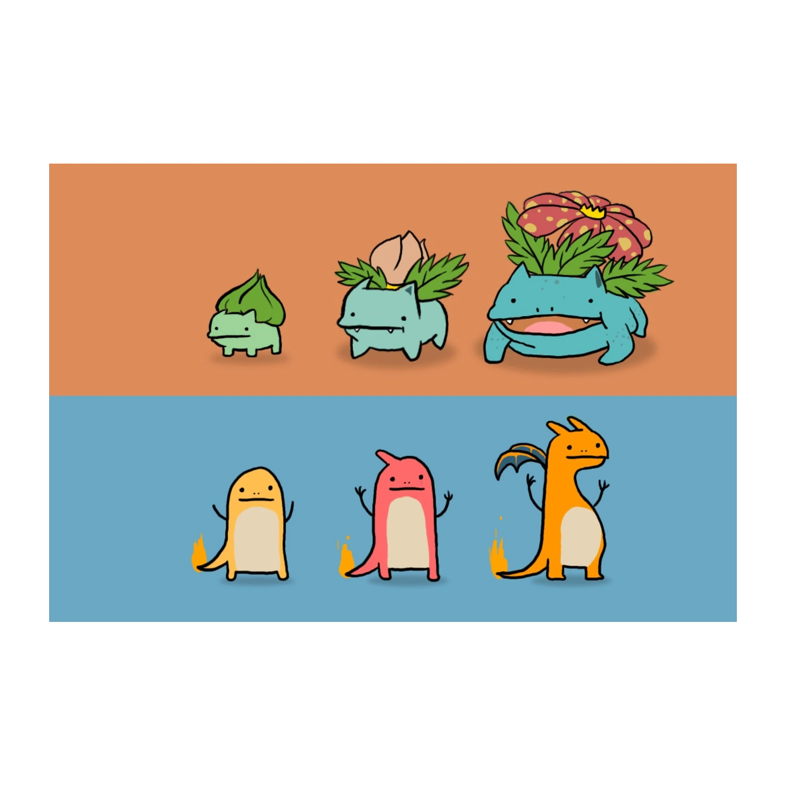 Cute Pokemon Evolution Trio Wall Art