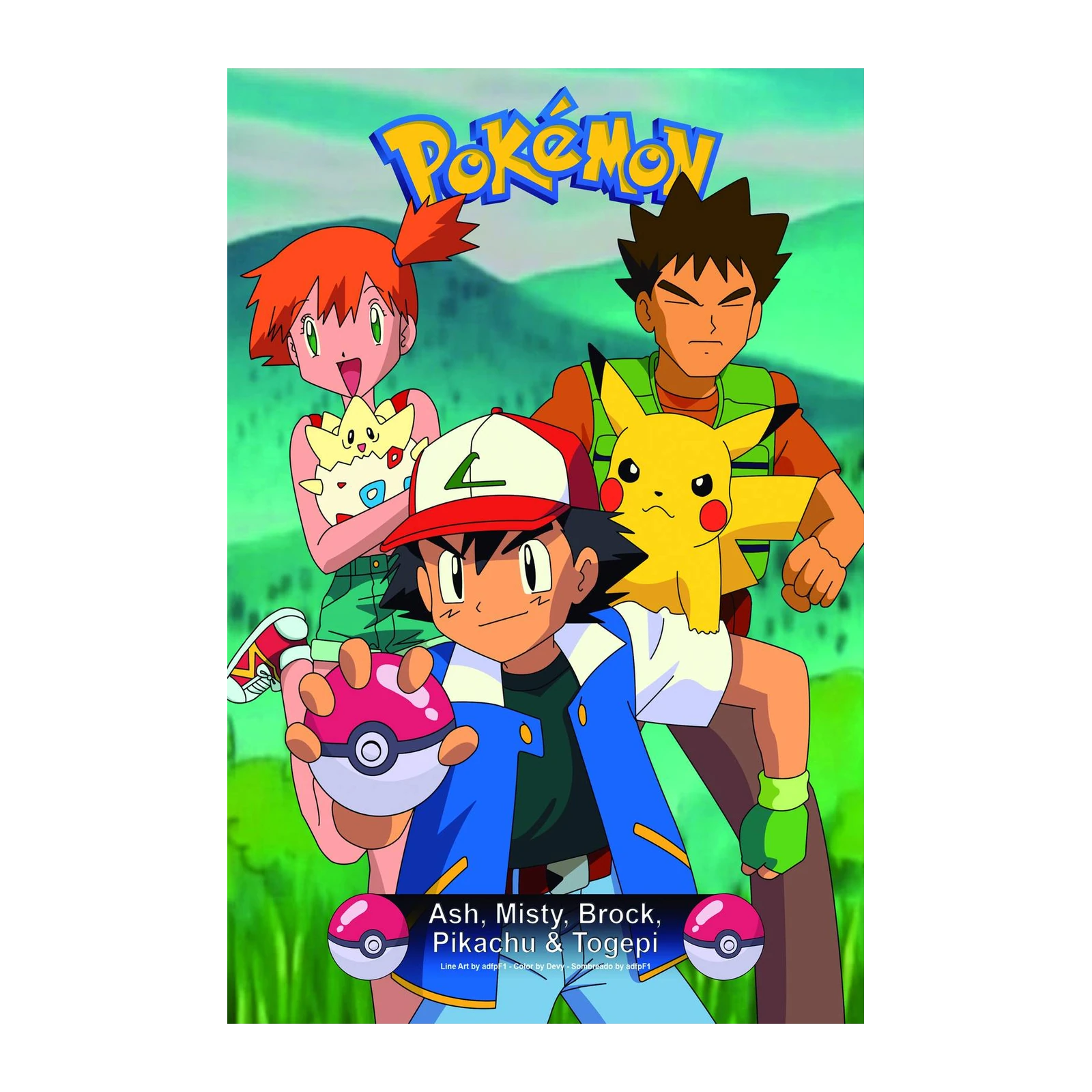 Classic Pokemon Ash Misty Pikachu Togepi Wall Art