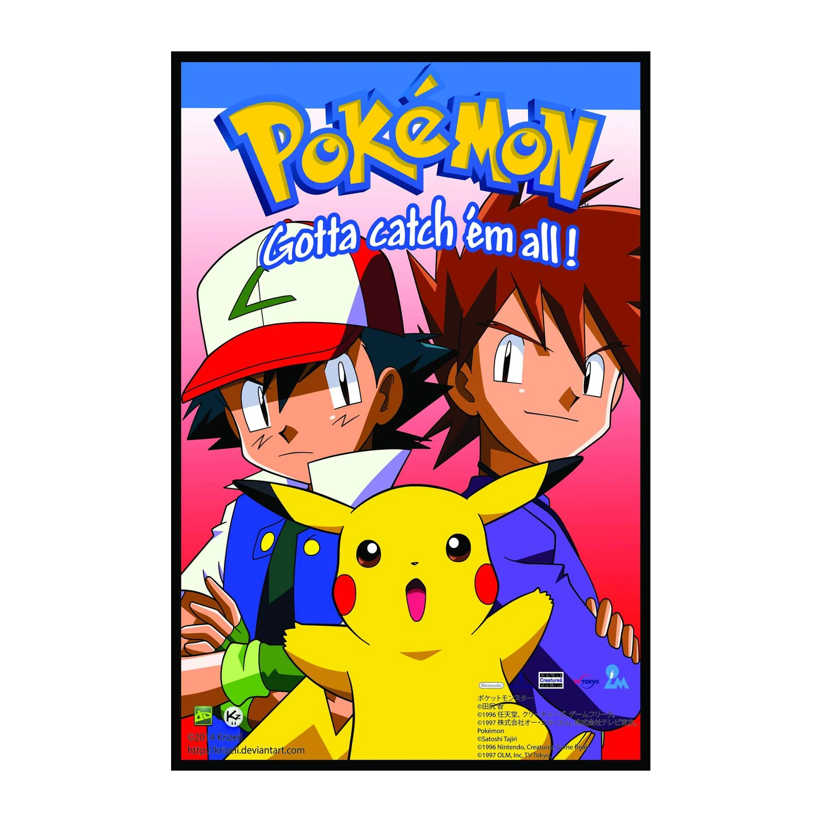 Iconic Pokemon Ash Pikachu Gary Wall Art