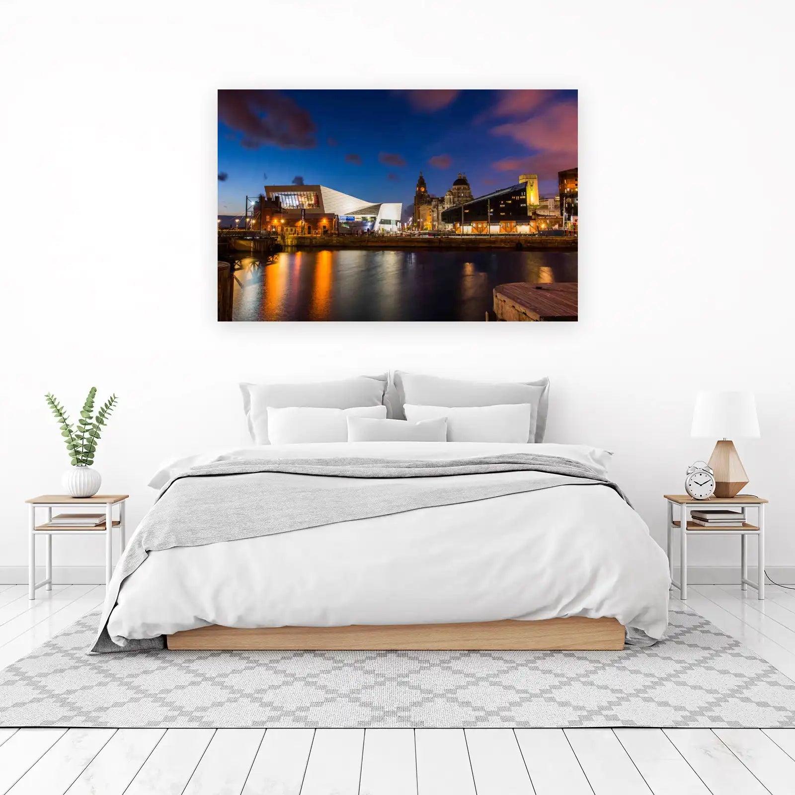 Liverpool Waterfront Night Skyline Wall Art