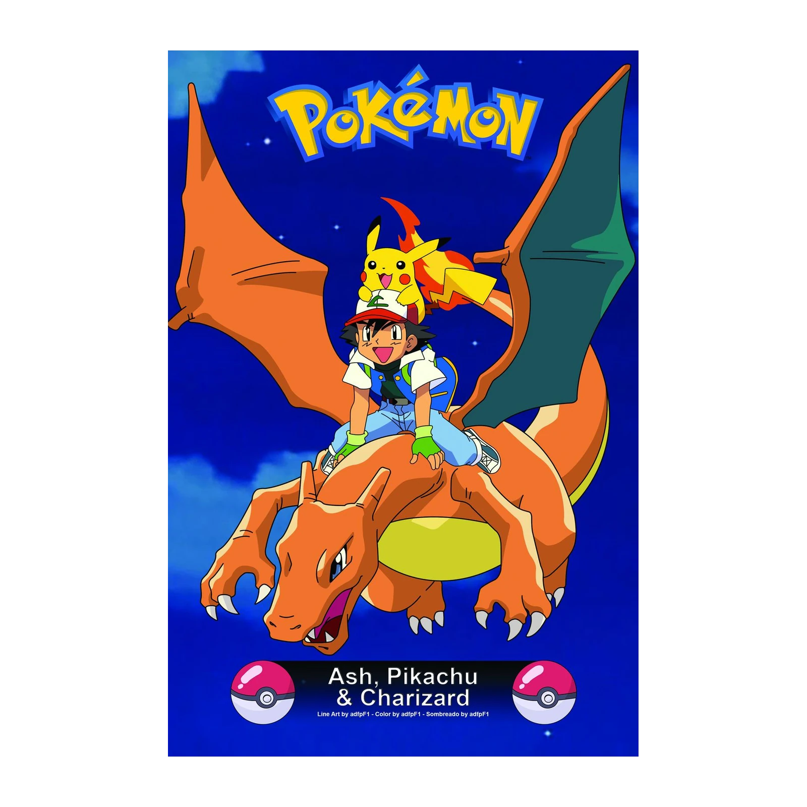 Epic Ash, Pikachu & Charizard Pokemon Wall Art