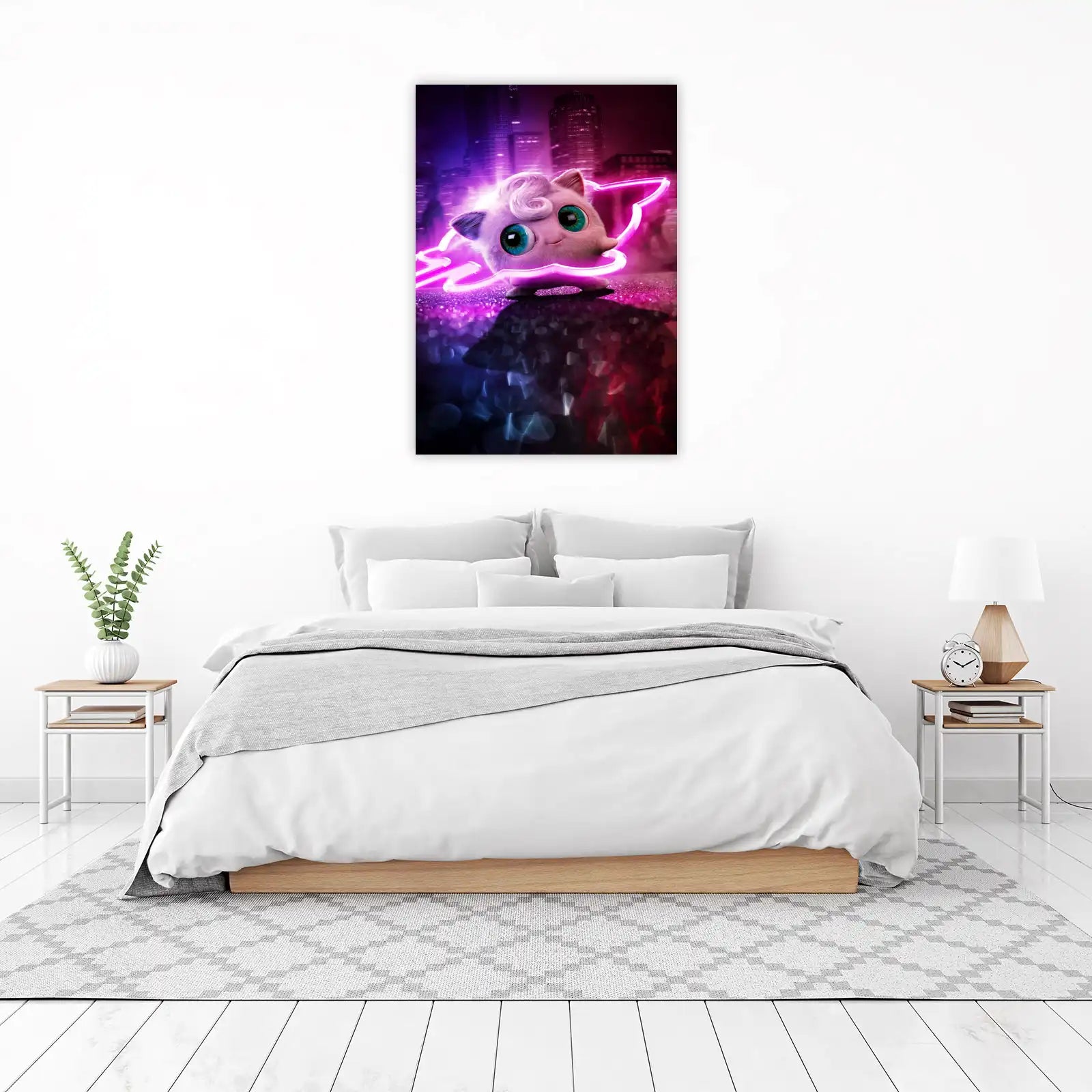 Cute Jigglypuff Neon Glow Wall Art