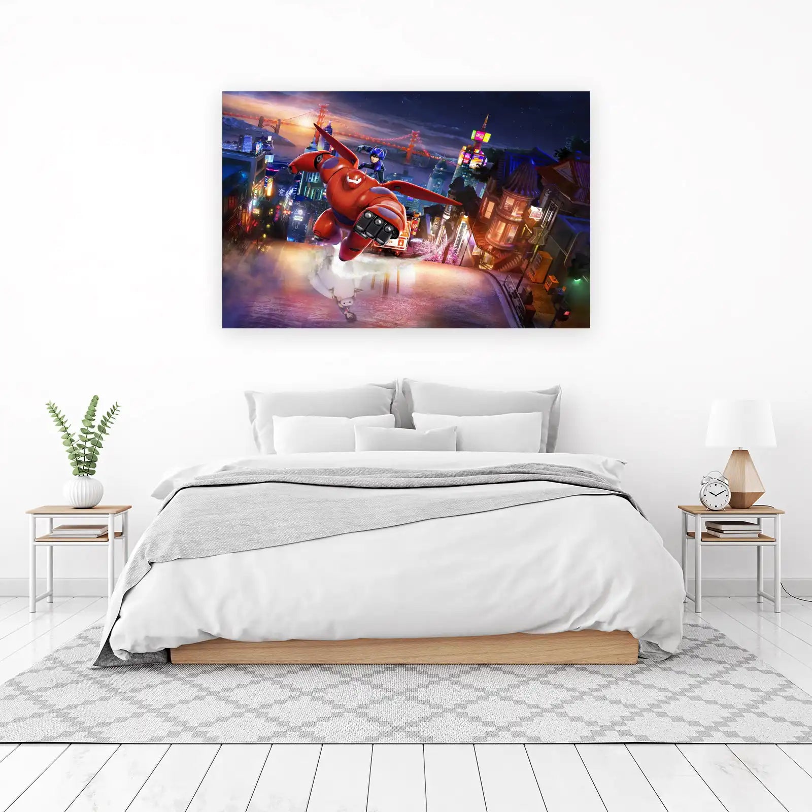 Big Hero 6 Baymax Flying Red Wall Art