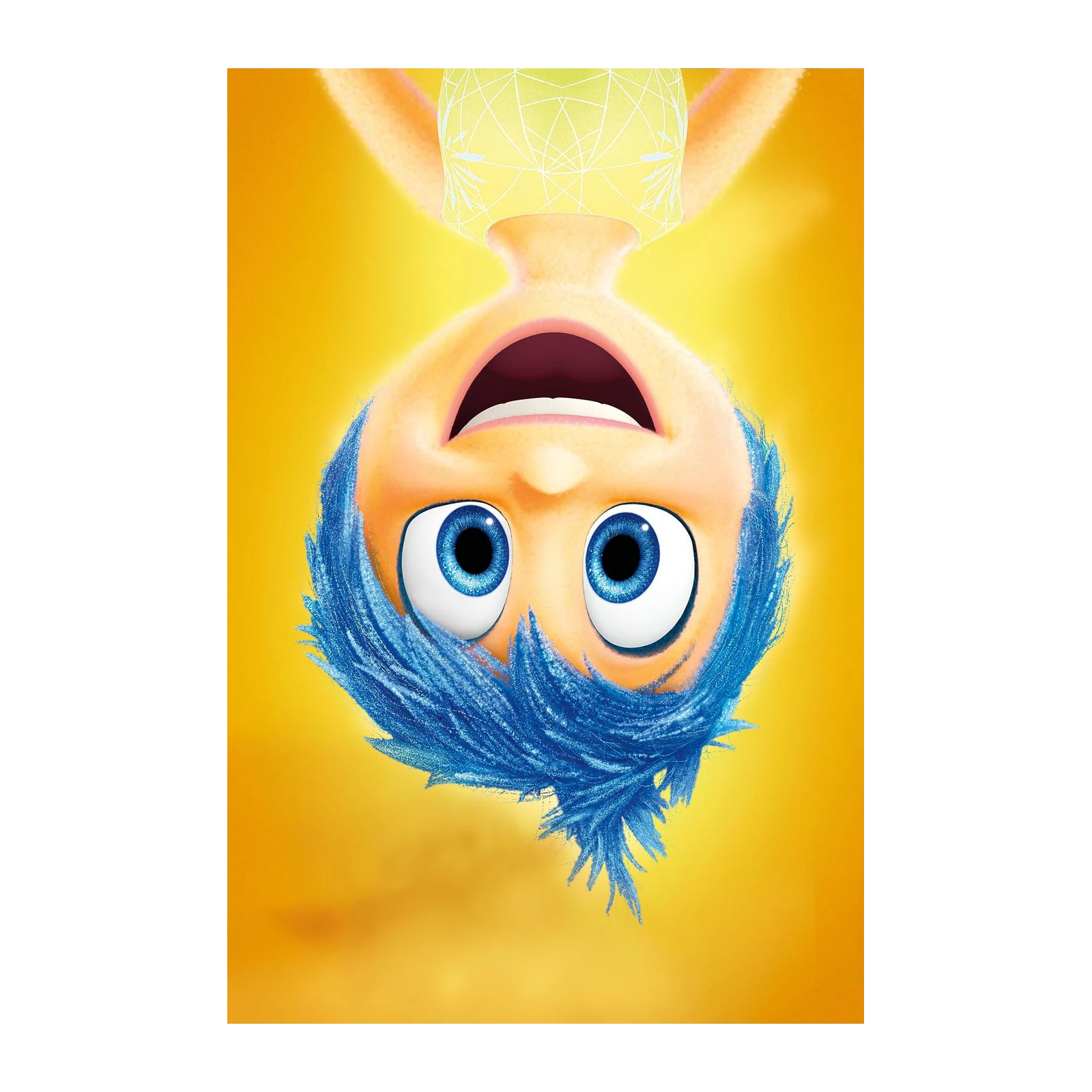 Joyful Blue Haired Character Upside Down Wall Art