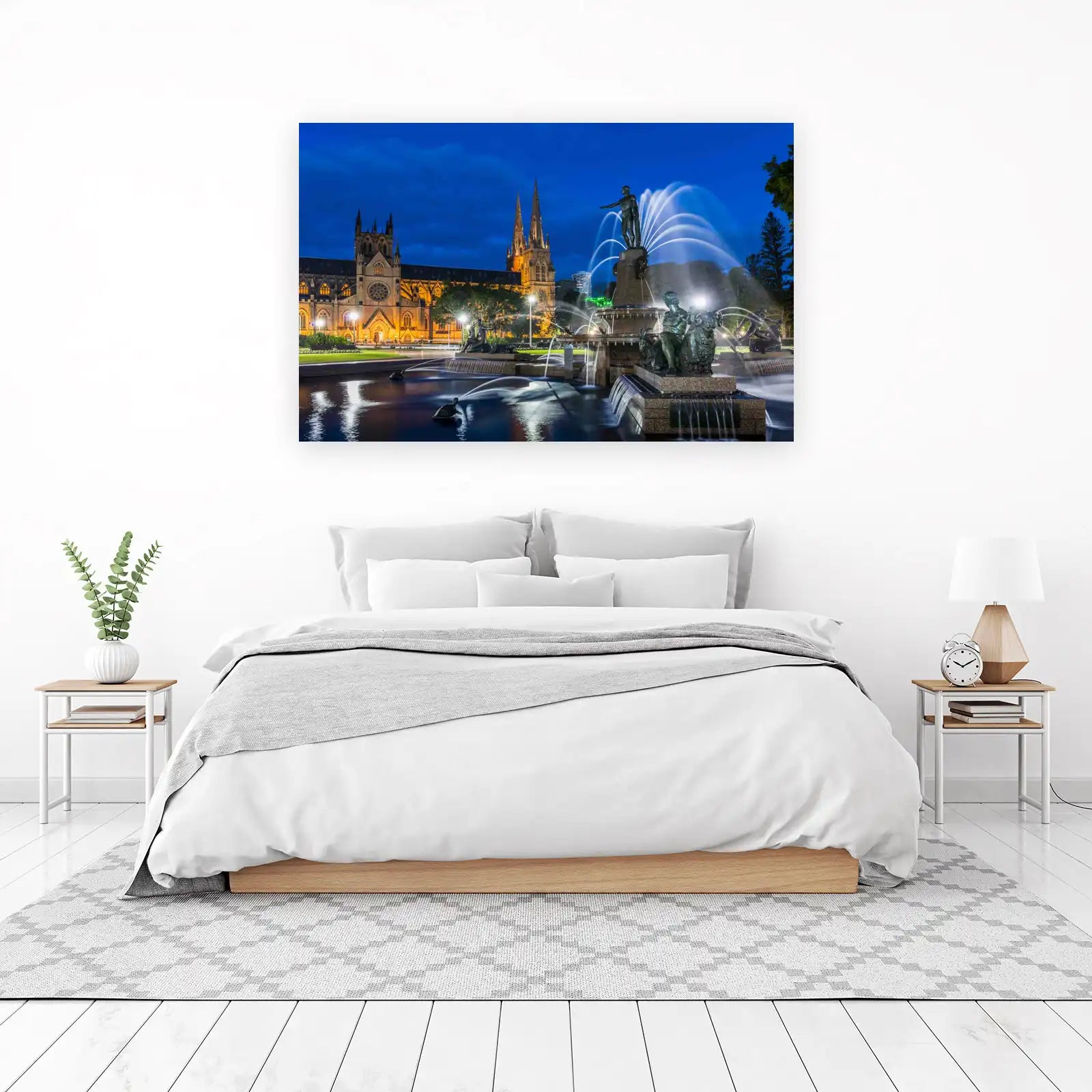 Sydney Cathedral Fountain at Dusk Wall Art