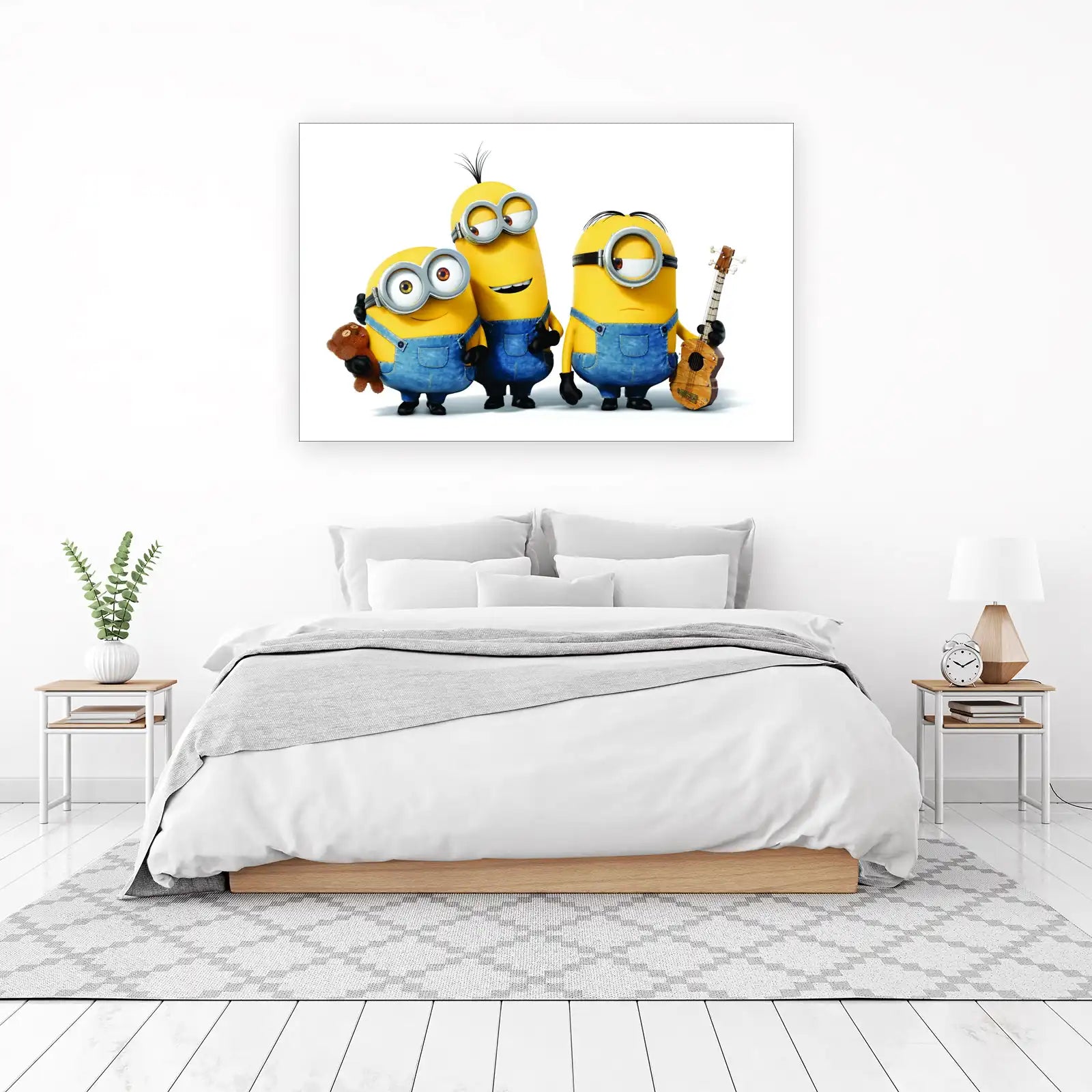 Fun Minions with Guitar & Teddy Bear Wall Art