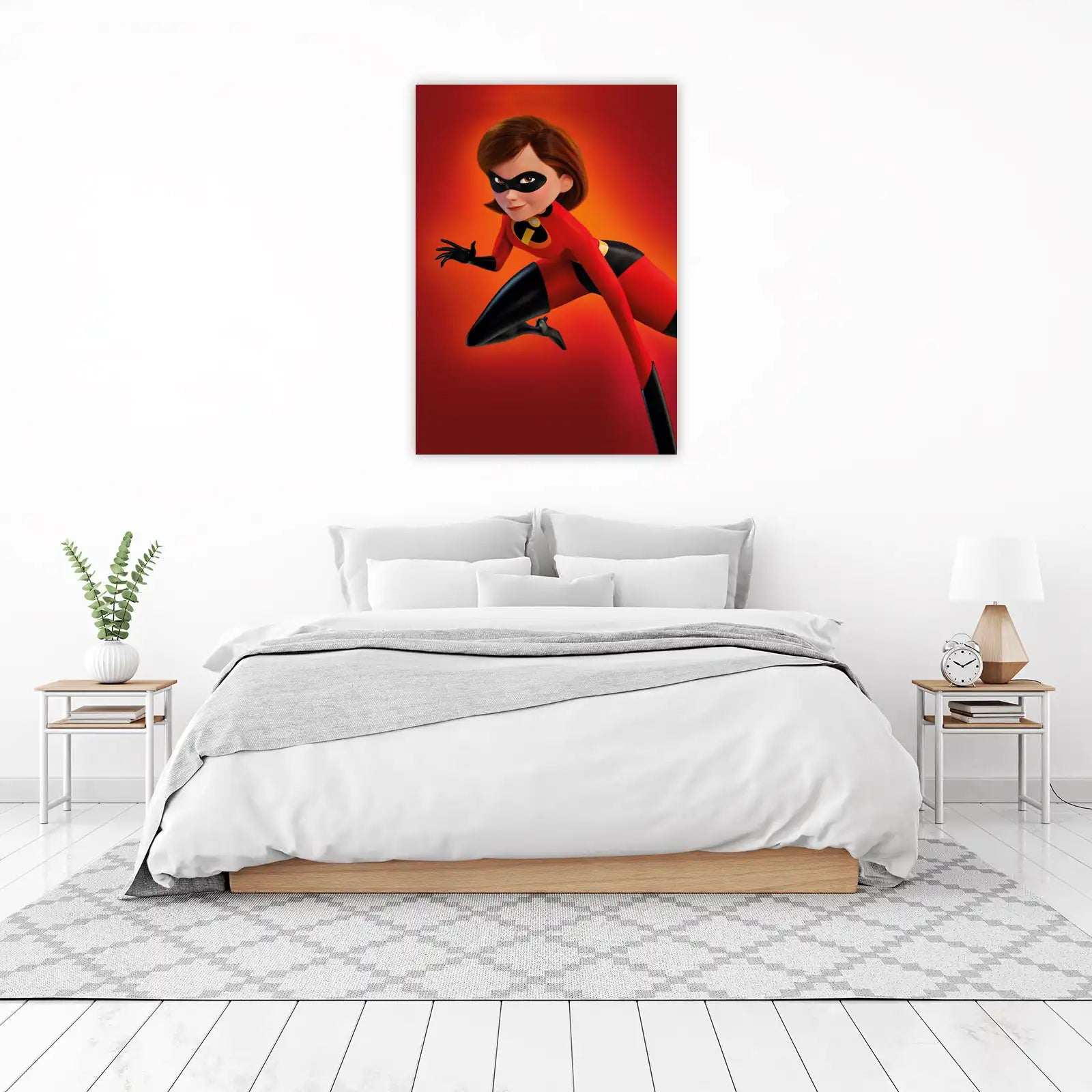 Elastic Woman Action Pose Red & Black Wall Art