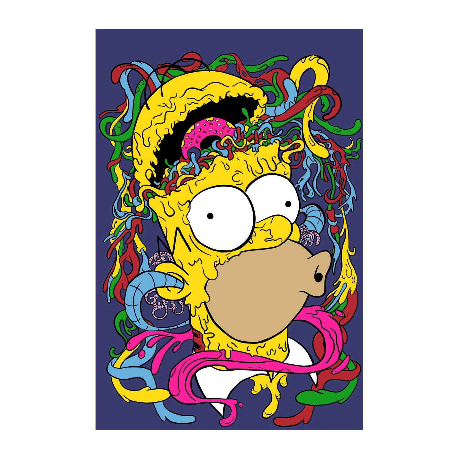 Dripping Homer & Donut Psychedelic Wall Art