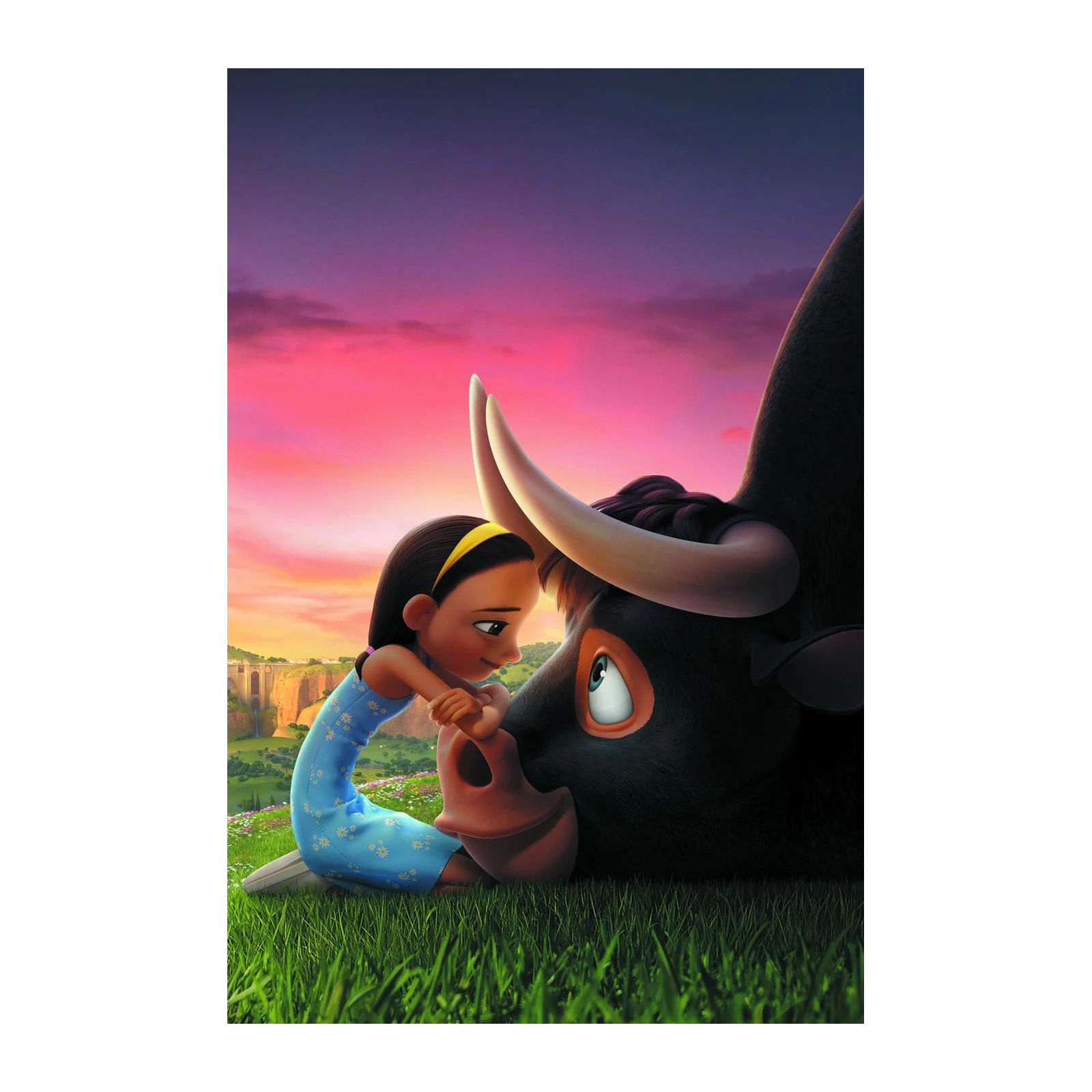 Heartwarming Bull & Girl Embrace Wall Art
