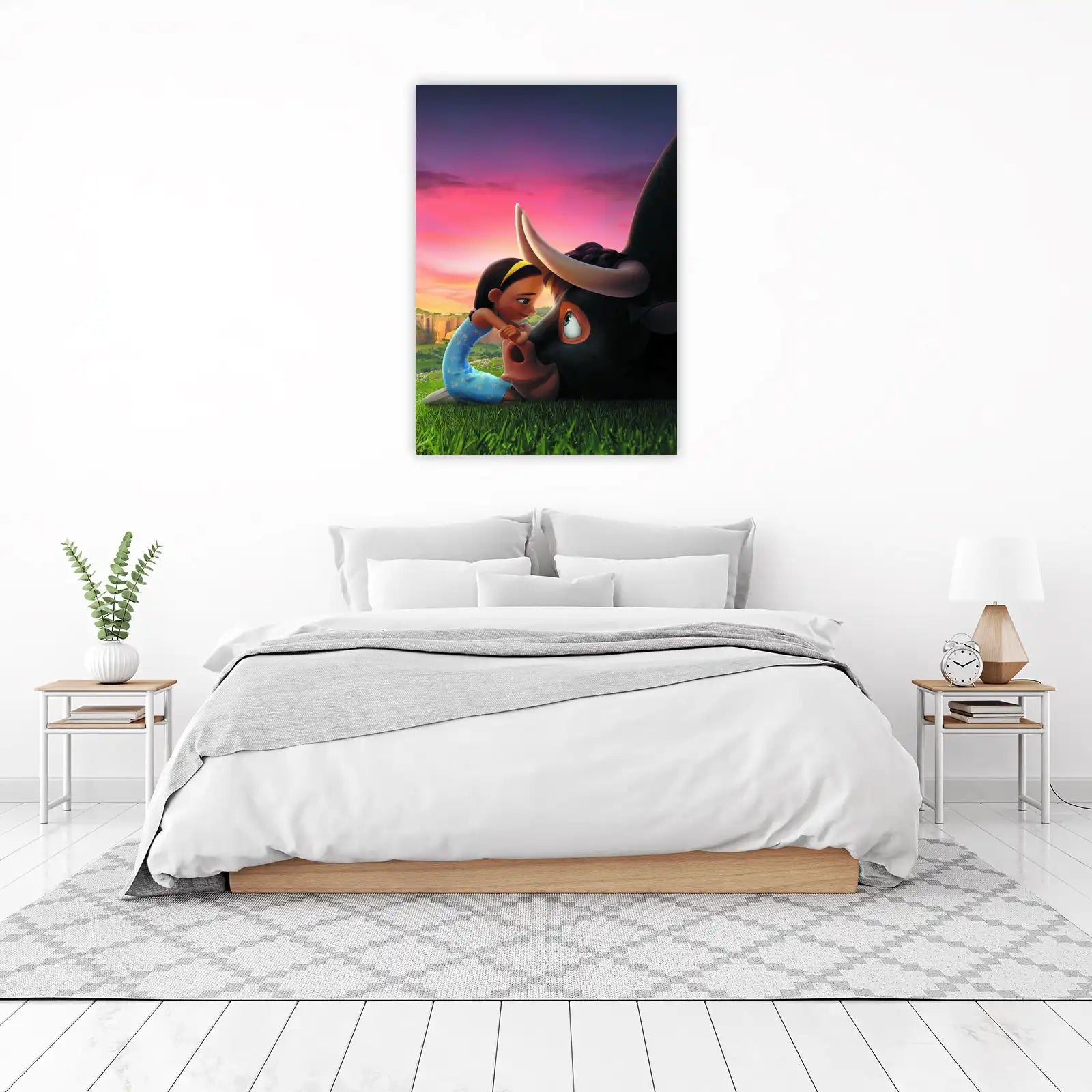 Heartwarming Bull & Girl Embrace Wall Art