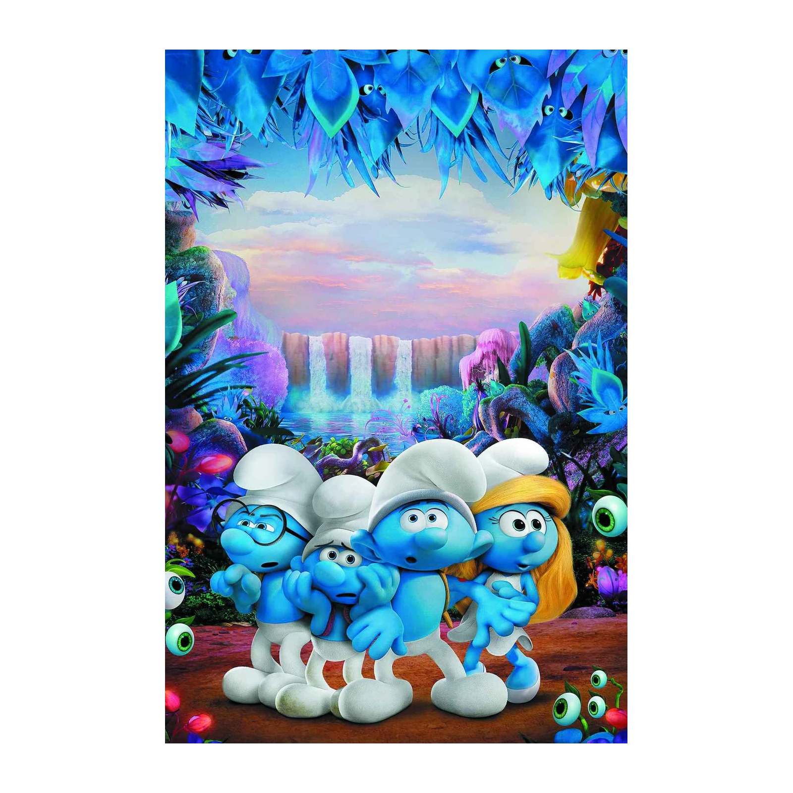 Whimsical Smurfs Waterfall Adventure Wall Art