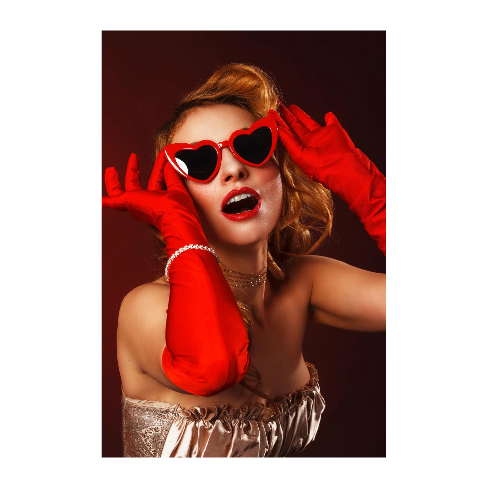Retro Heart Sunglasses Glamour Wall Art
