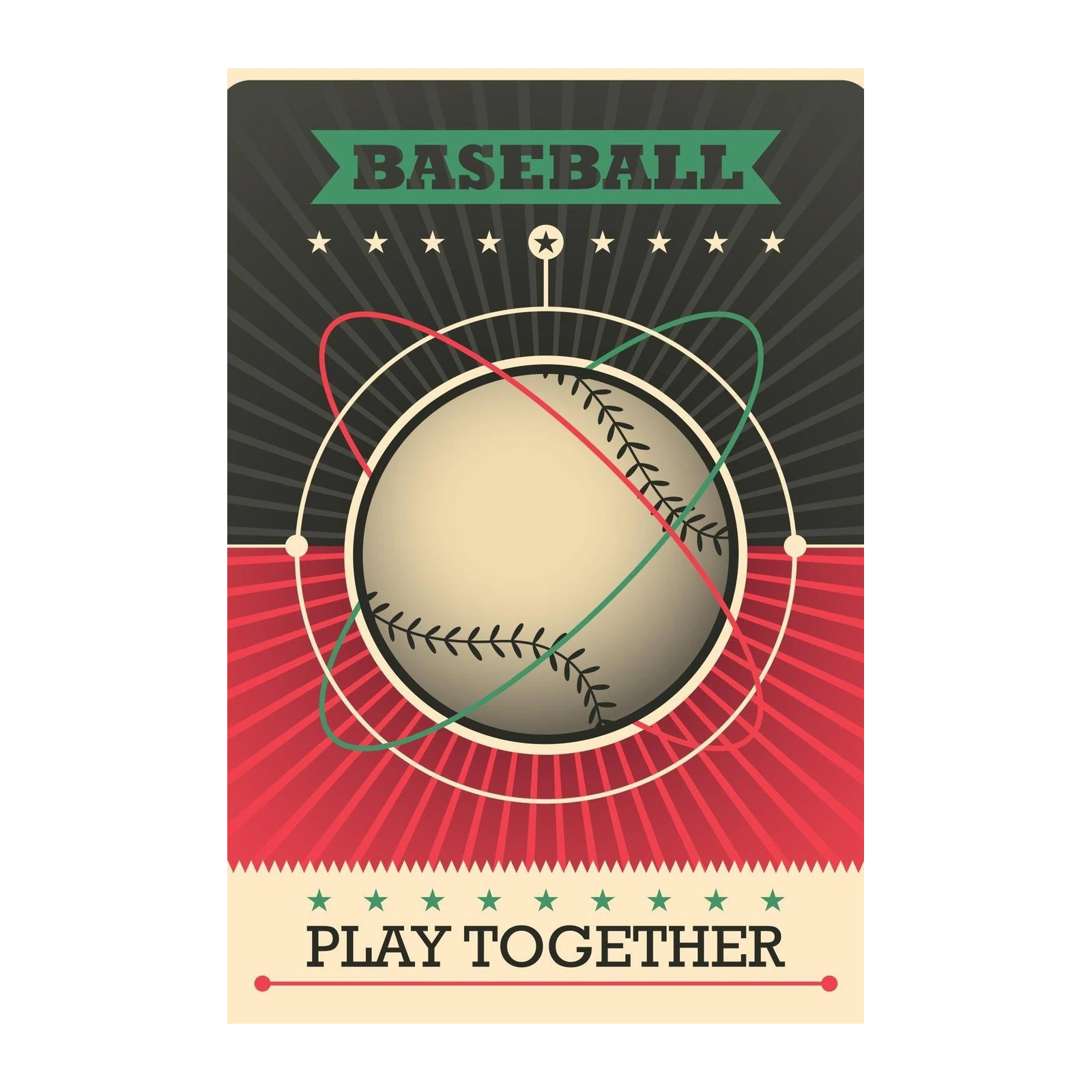 Vintage Baseball Art | Retro Play Together Wall Art