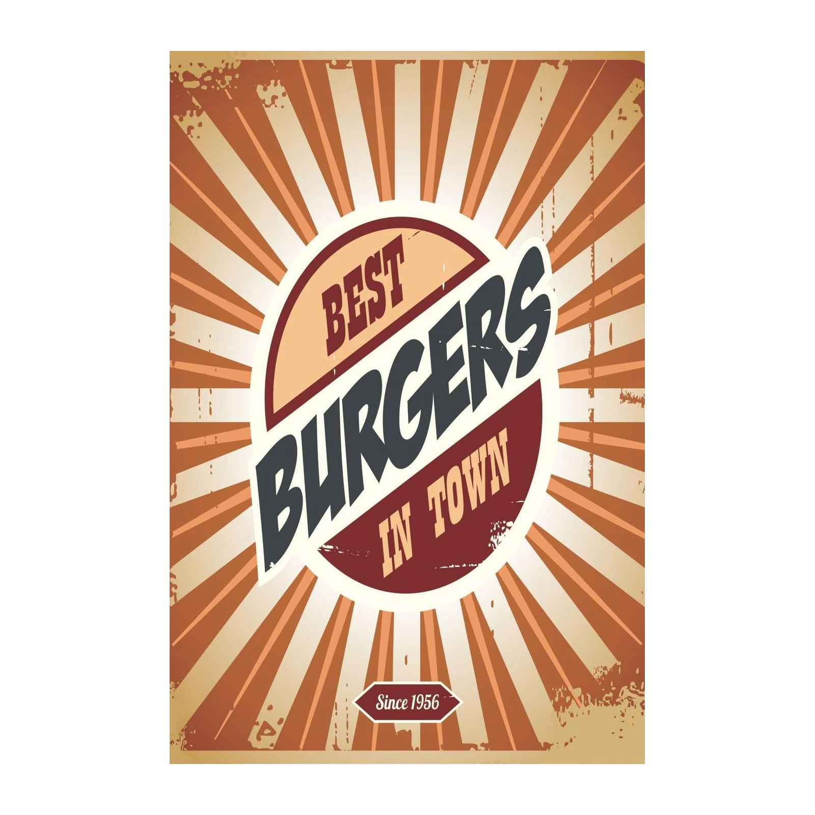 Retro Best Burgers in Town Wall Art