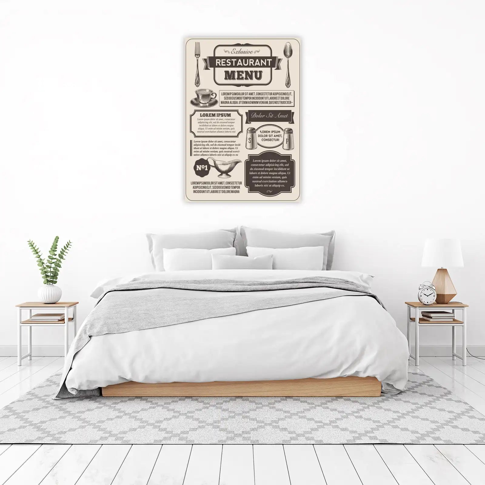 Vintage Restaurant Menu & Coffee Illustration Wall Art