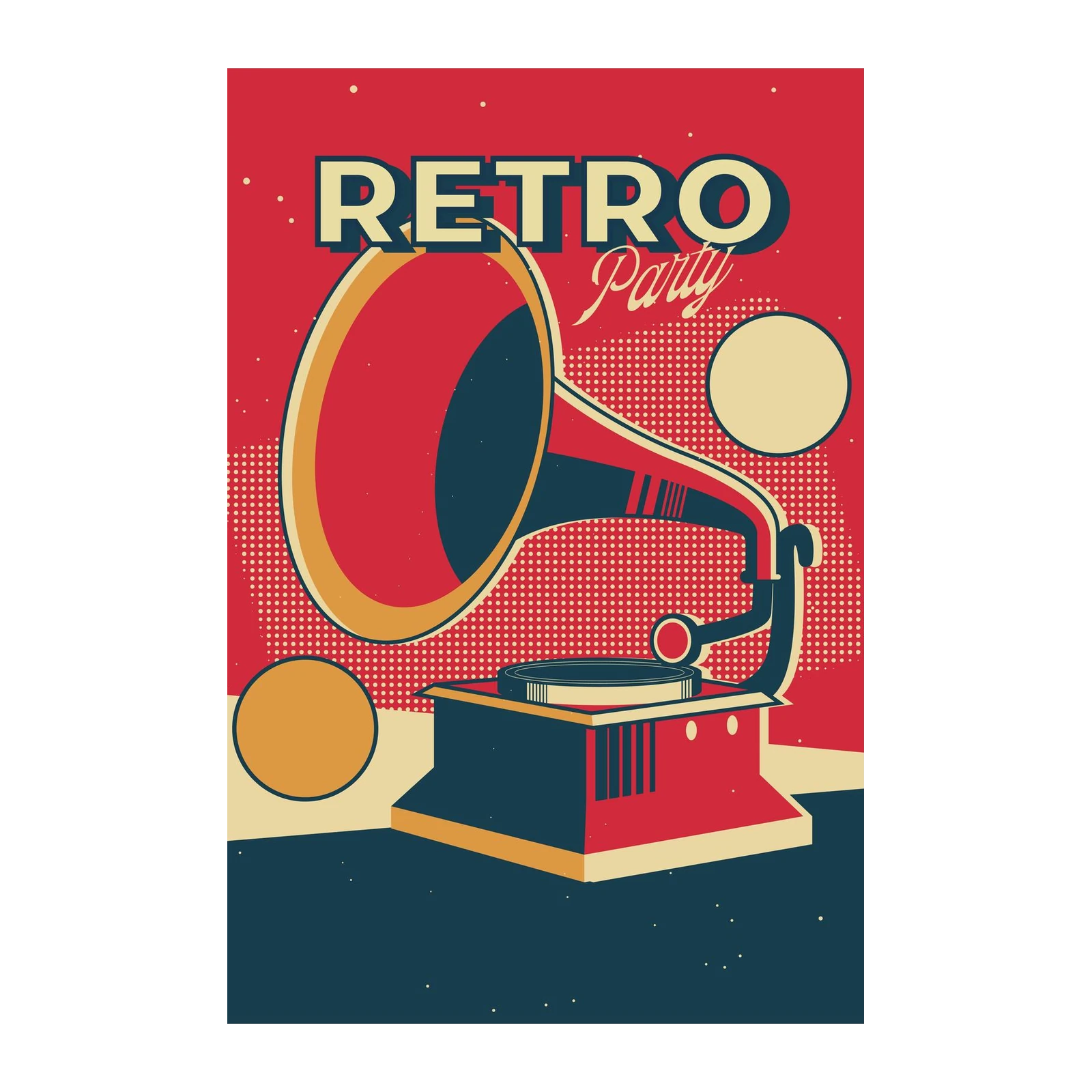 Vintage Gramophone Retro Party Wall Art