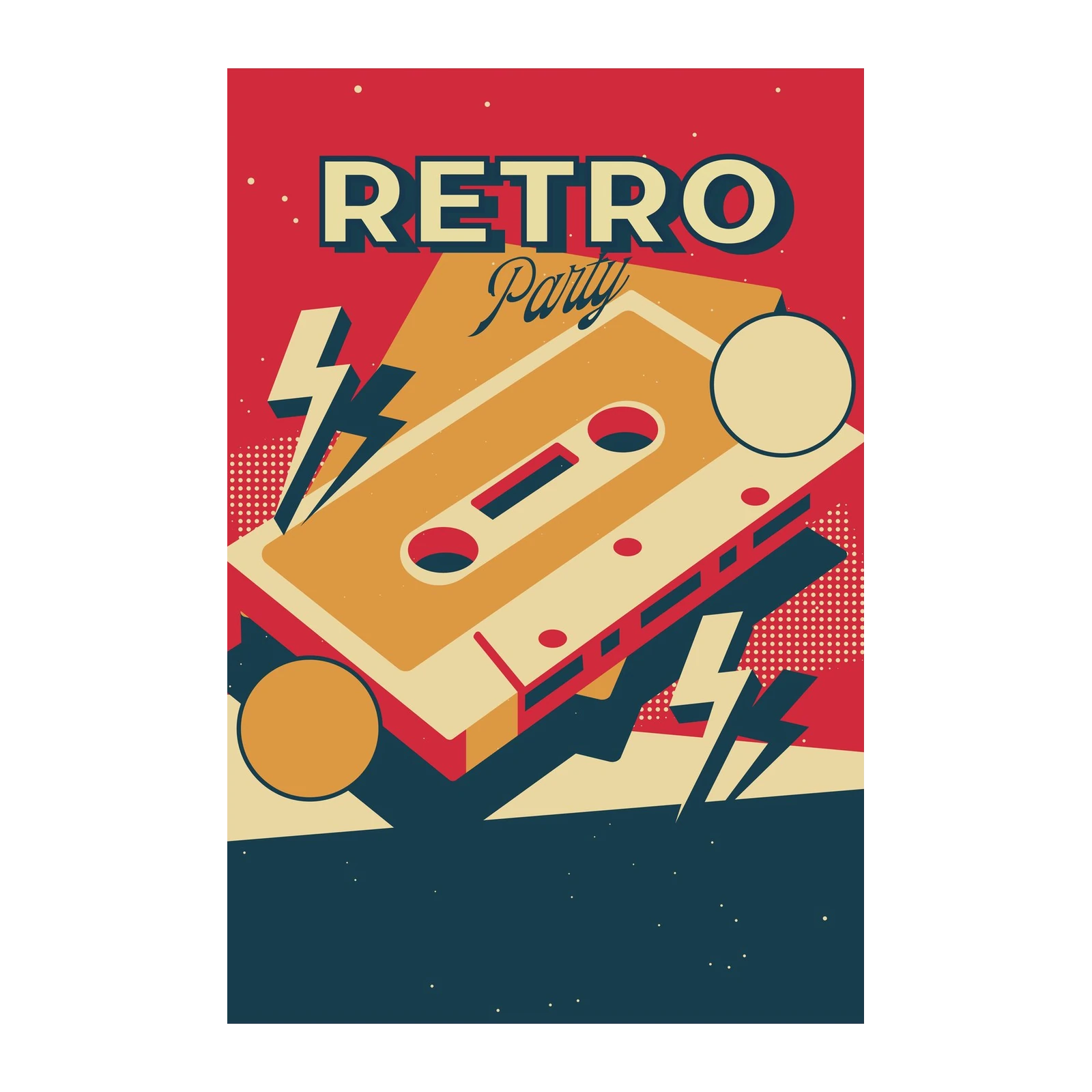 Retro Cassette Party Vibes Wall Art